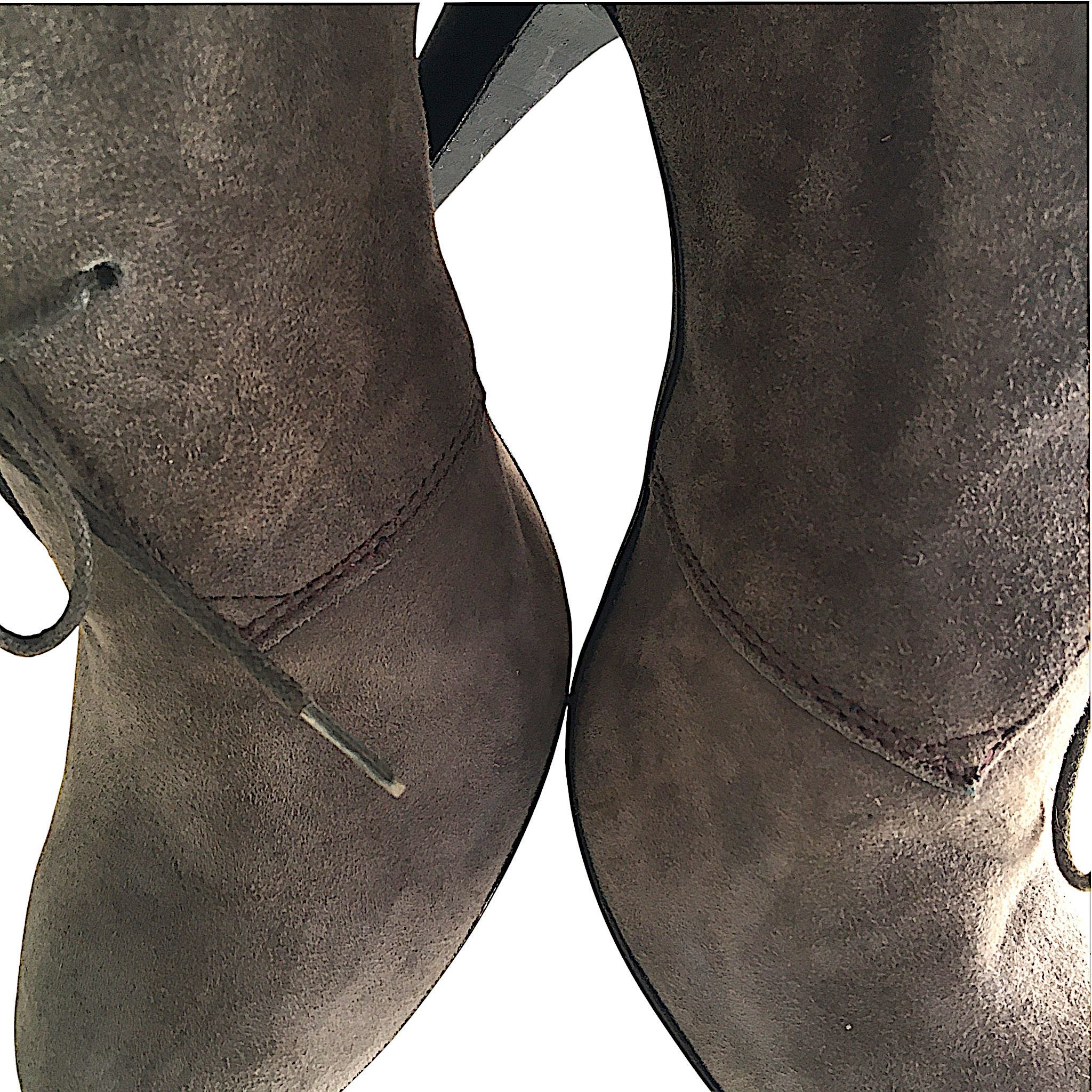 Vintage Tasca Suede Ankle Boots - Beige & Brown Leather Size US 10 / IT 40 - 16 Thumbnail