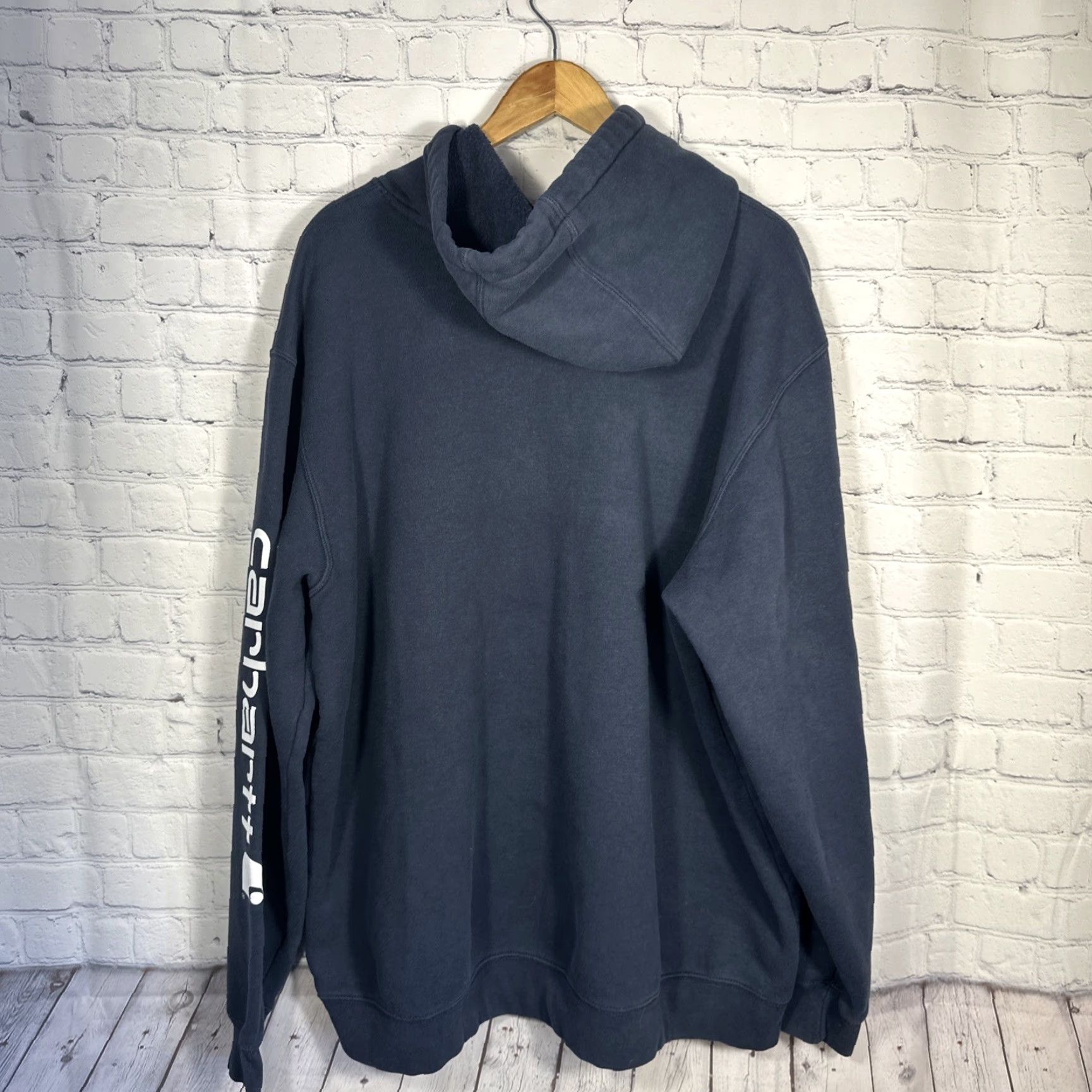 Carhartt Carhartt Hoodie Mens 2XL Regular Navy 2XL Spellout Logo Hooded Pockets Pullover Work Outdoor Sweatshirt Size US XXL / EU 58 / 5 - 5 Thumbnail