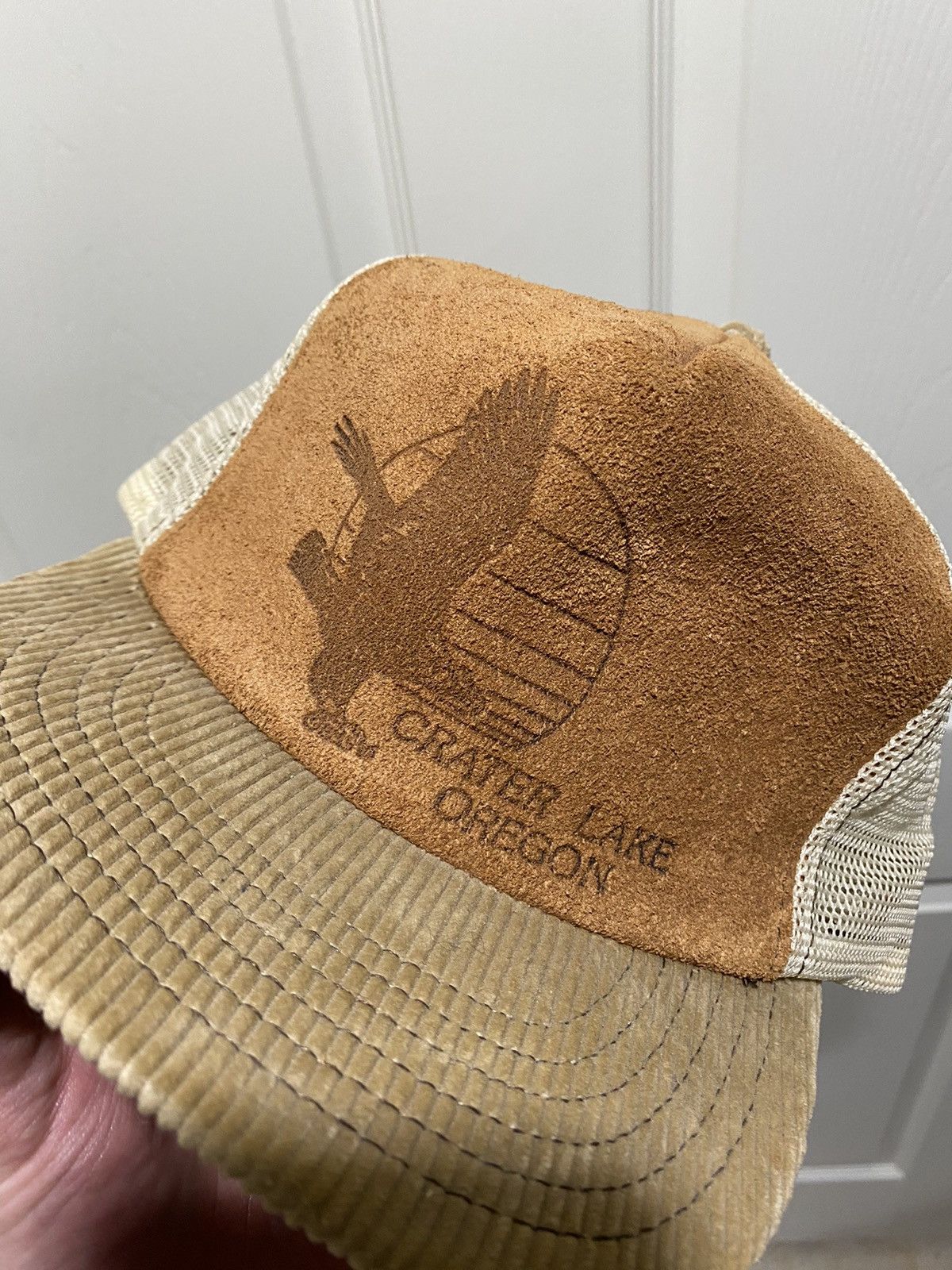 Vintage Vintage 80s Crater Lake Corduroy Trucker Hat Size ONE SIZE - 2 Thumbnail