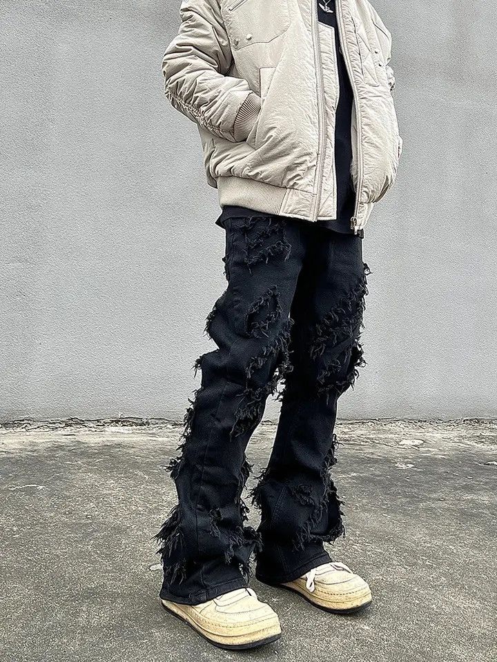 Japanese Brand × Vintage Destroyed Erosion Jeans Men's Ins Fashion Brand ro Pants Size US 28 / EU 44 - 1 Thumbnail