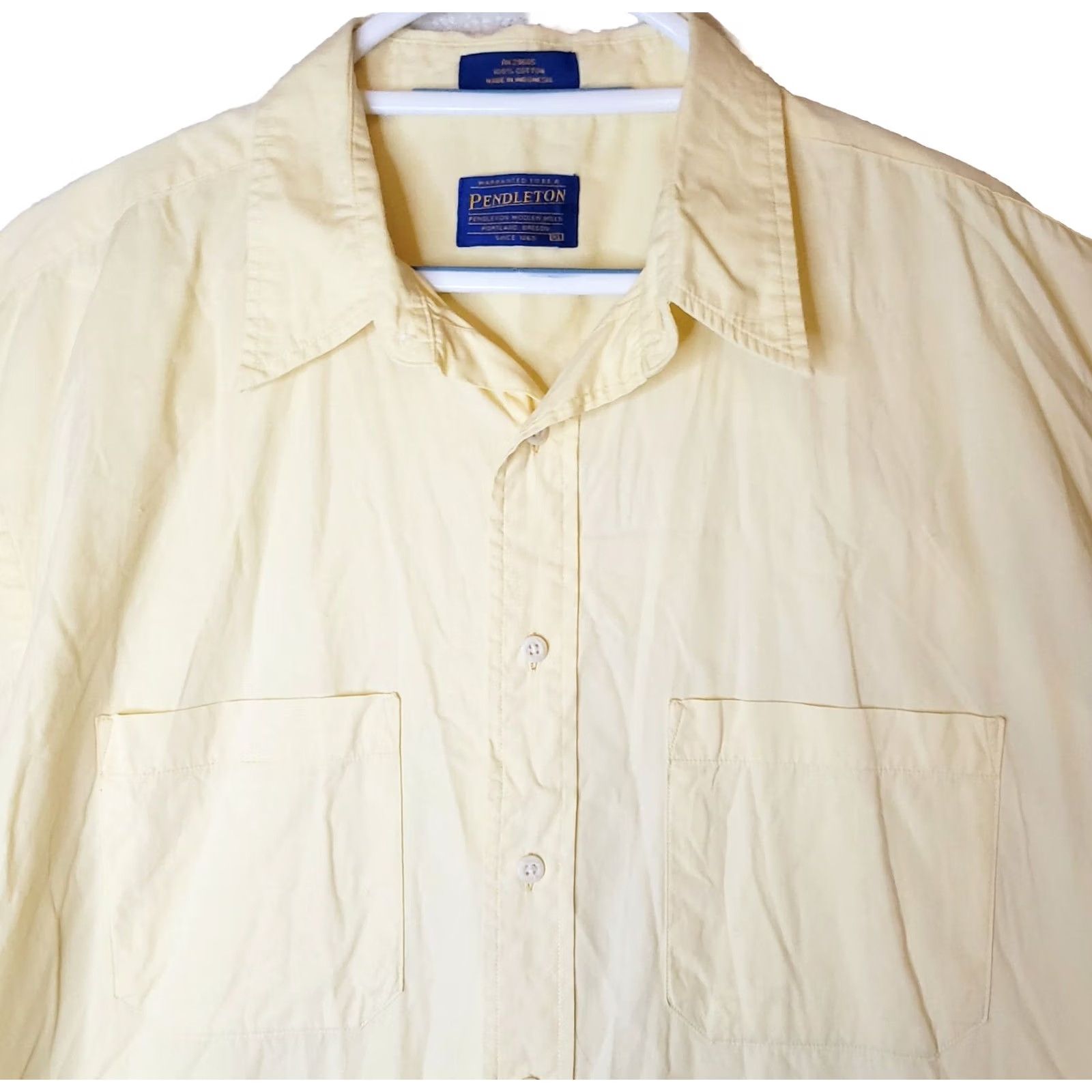 Pendleton Pendleton Shirt Men's XL Yellow Short Sleeve Button-Up 100% Cotton Chambray Fashionable Casual Business Classic Vintage-None Size US XL / EU 56 / 4 - 3 Thumbnail