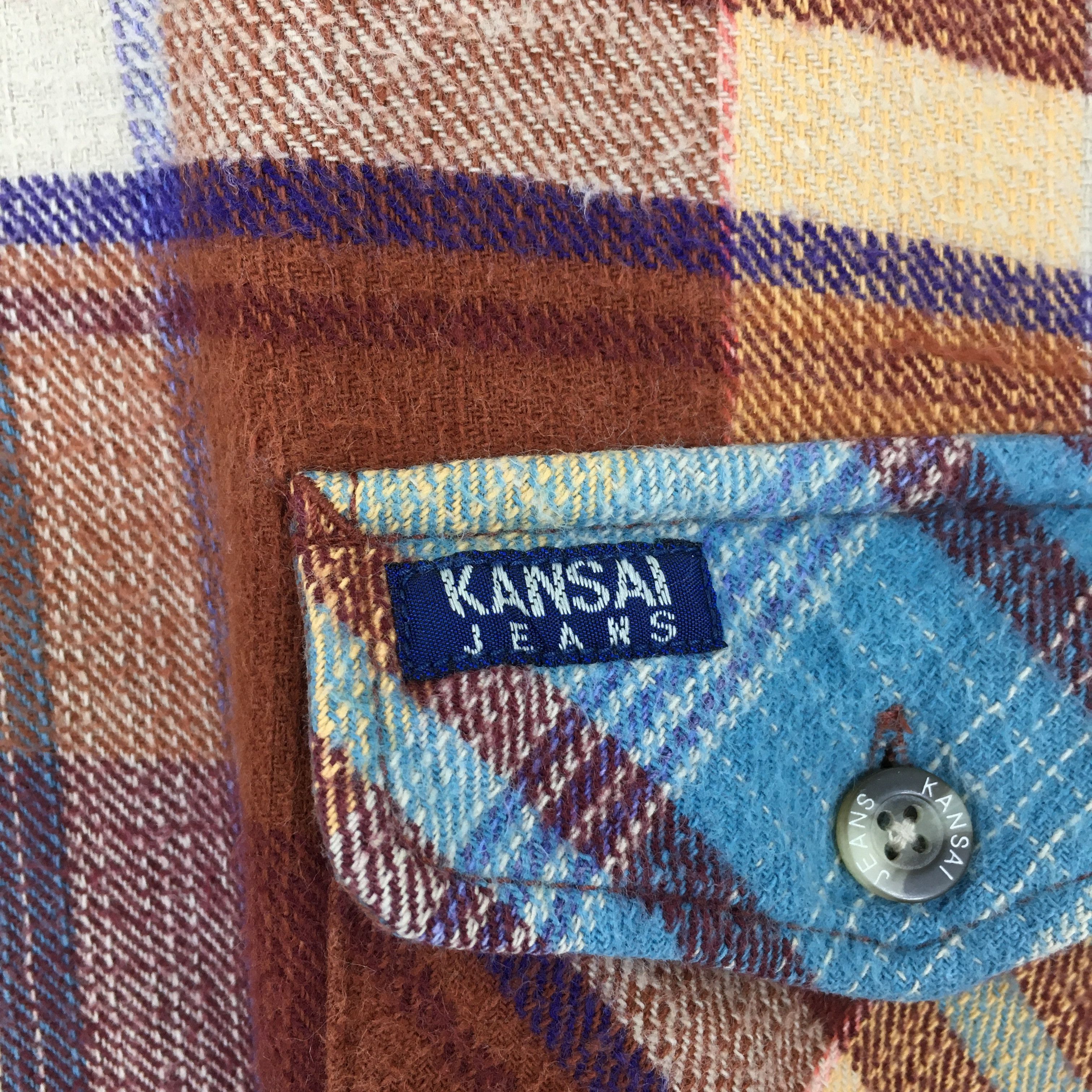 Flannel × Japanese Brand × Kansai Yamamoto Vintage Kansai Jeans Plaid Checkered Flannel Shirt XXLarge Size US XXL / EU 58 / 5 - 5 Thumbnail