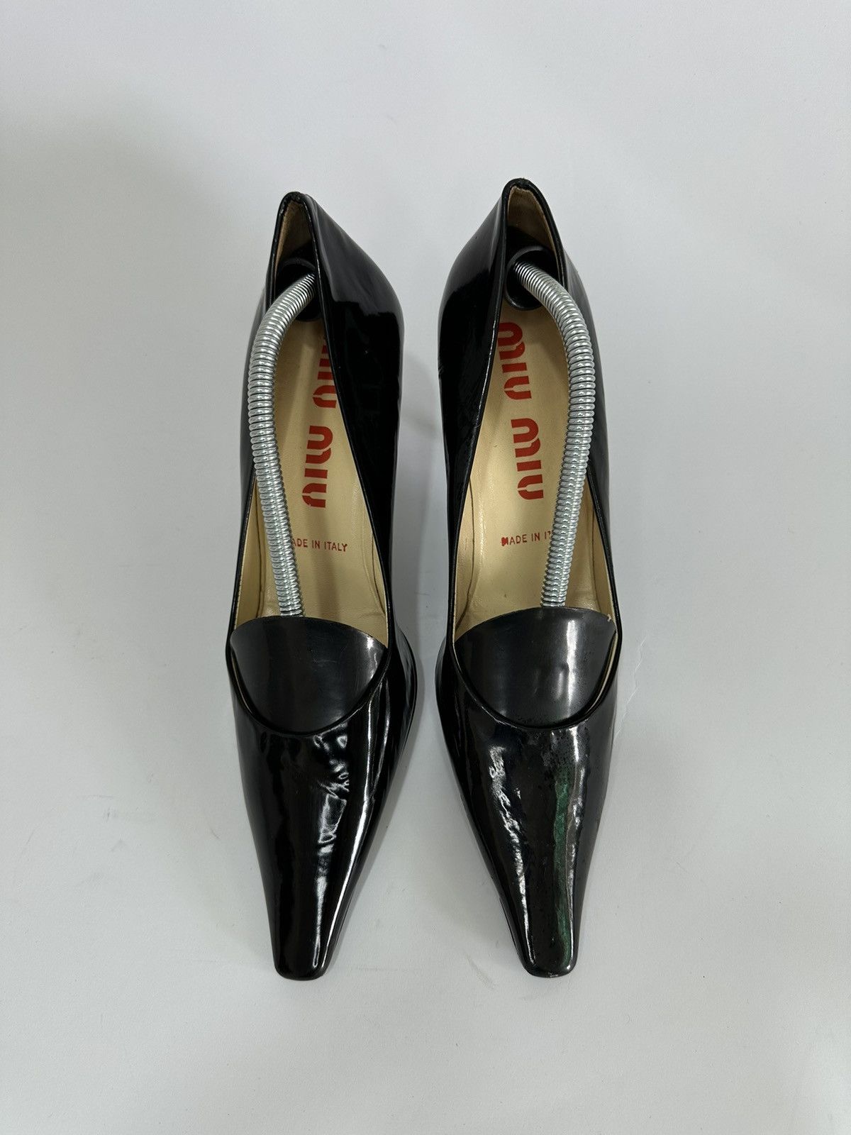 Miu Miu 🖤MIU MIU BLACK🖤PATENT LEATHER POINTED HEELS 37.5 IT Size US 7 / IT 37 - 1 Thumbnail