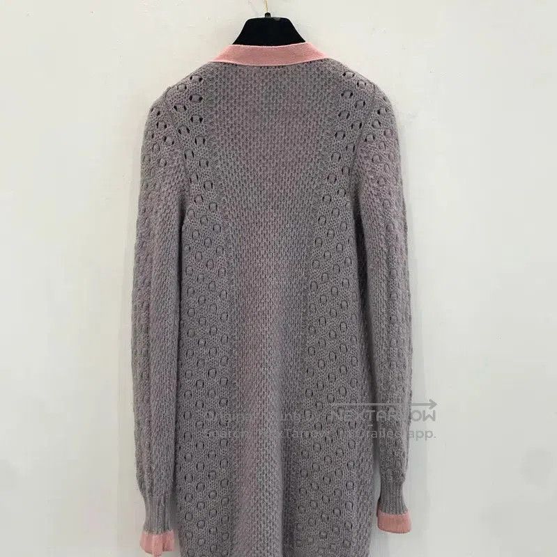 Chanel Chanel Gray Wool Cardigan with Pink Trim . Size XS / US 0-2 / IT 36-38 - 3 Thumbnail