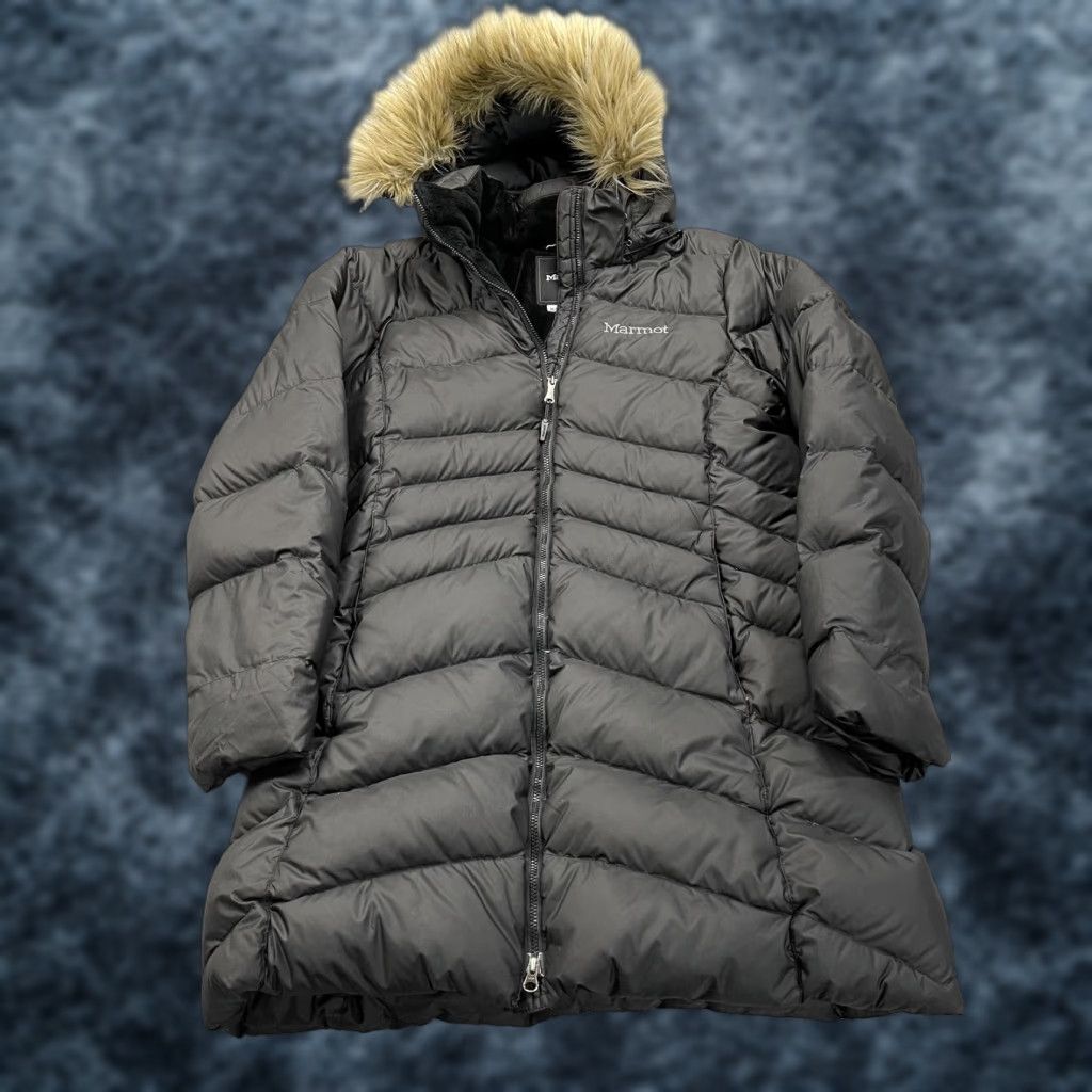 Marmot Marmot Coat Womens Medium Black Down Quilted Hooded Fur Trim Long Puffer Winter Size M / US 6-8 / IT 42-44 - 1 Thumbnail