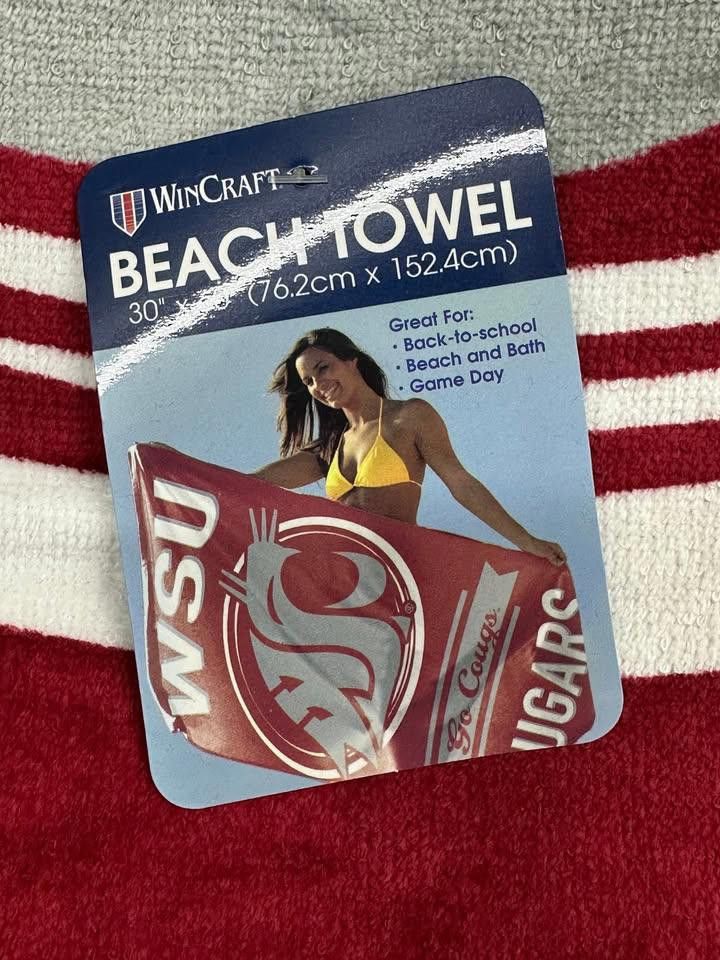 Designer Washington State Cougars Beach Towel NCAA Size ONE SIZE - 2 Thumbnail