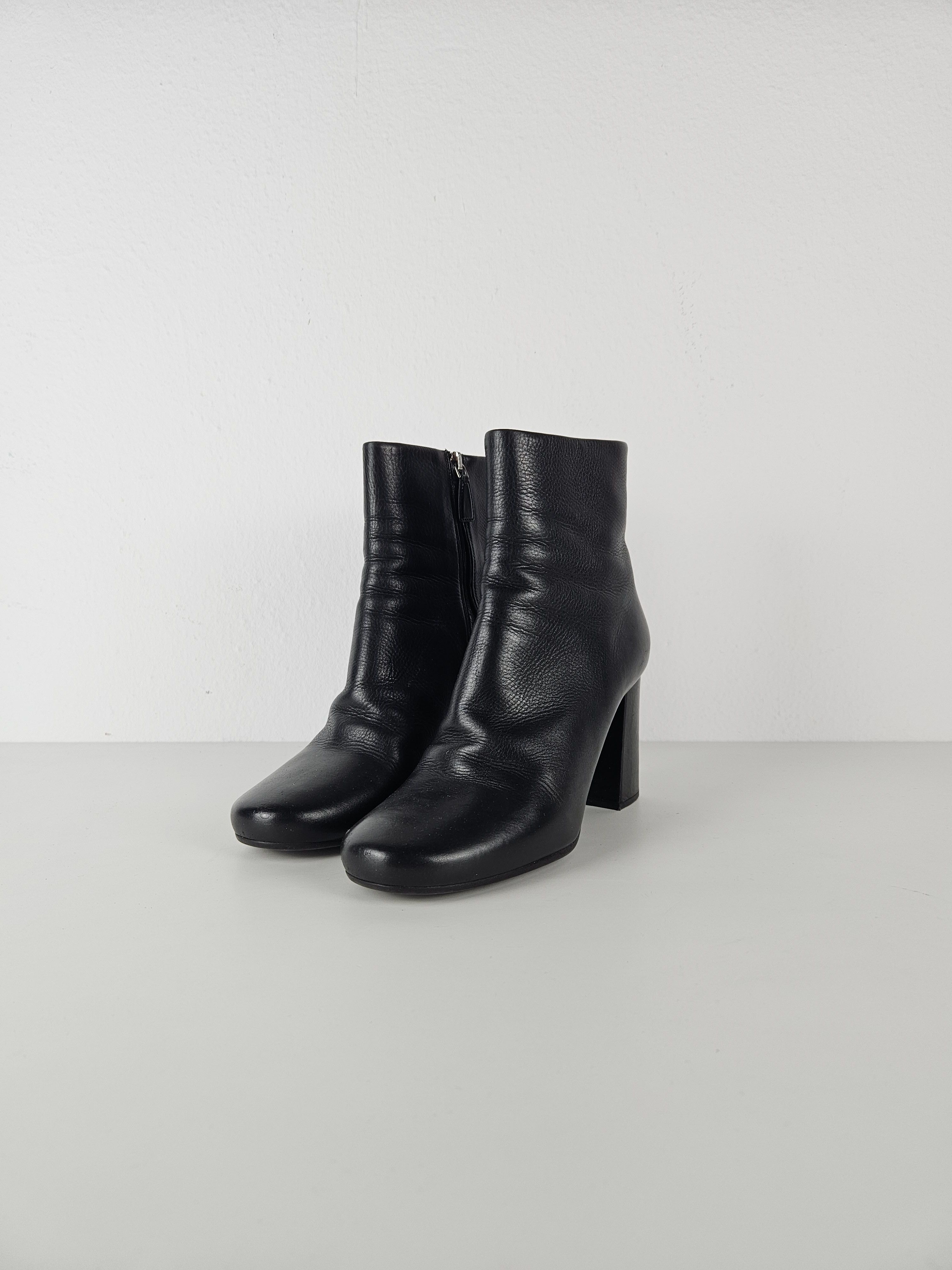Prada Prada calf leather side zip block heel ankle boots Size US 7.5 / IT 37.5 - 2 Thumbnail