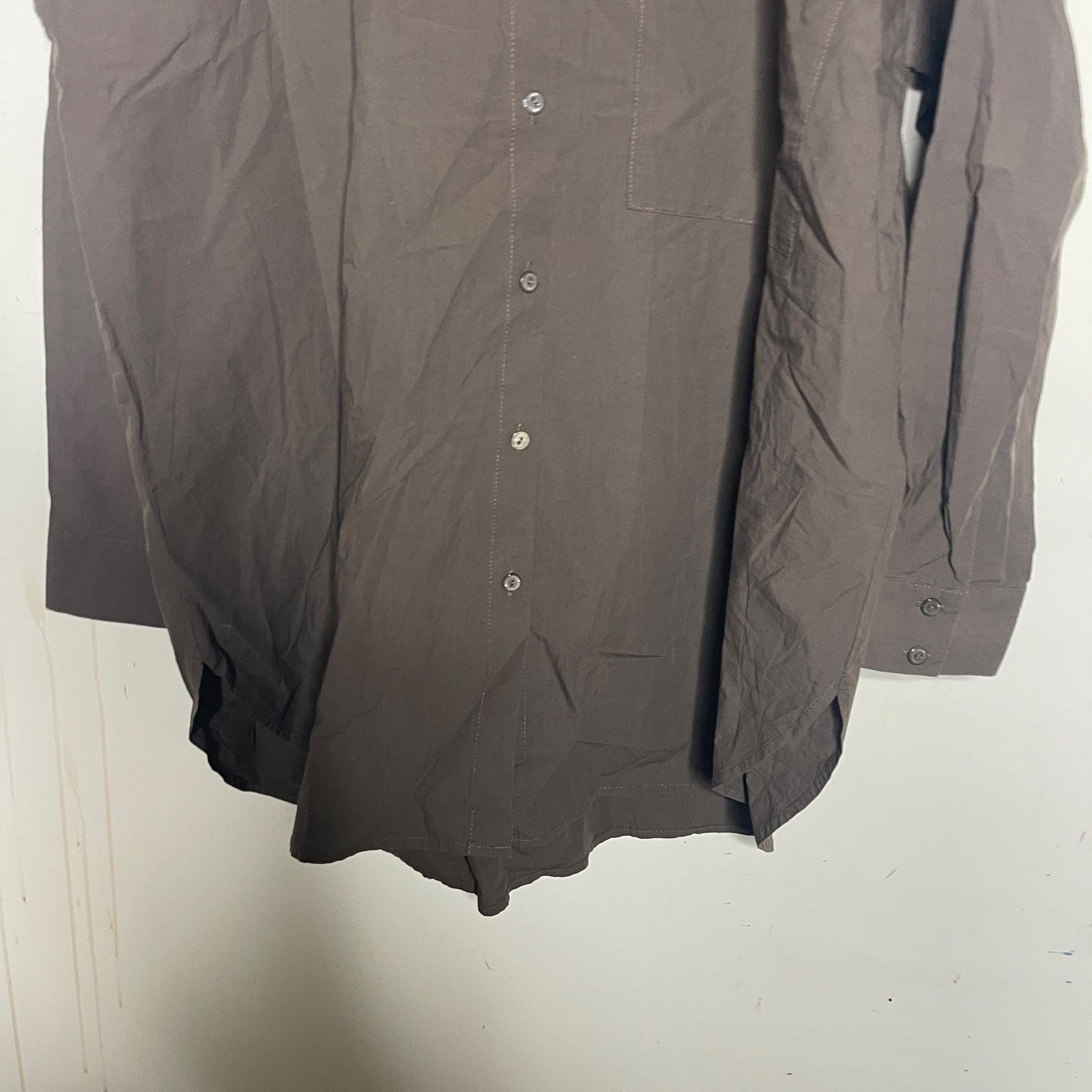 Eileen Fisher Eileen Fisher Brown Washed Poplin Classic Collar Long Shirt Size M / US 6-8 / IT 42-44 - 6 Thumbnail