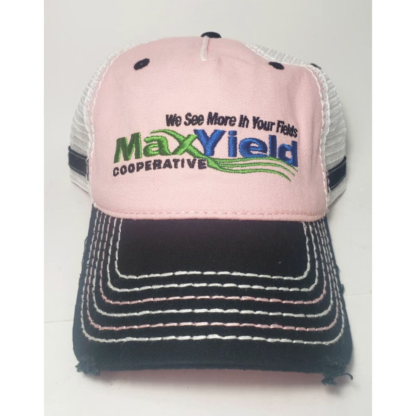Pinko Cap America Maxyield Cooperative Hat Baseball Cap Cotton Canvas Pink Adjustable Unisex Adults 5 Panel Casual Workwear America Farming Theme 90s? Size ONE SIZE - 2 Thumbnail
