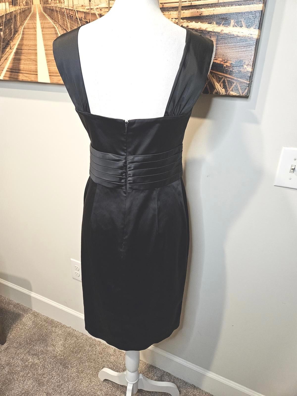 Calvin Klein Calvin Klein Black Satin Dress with Pleated Detail Size S / US 4 / IT 40 - 3 Thumbnail