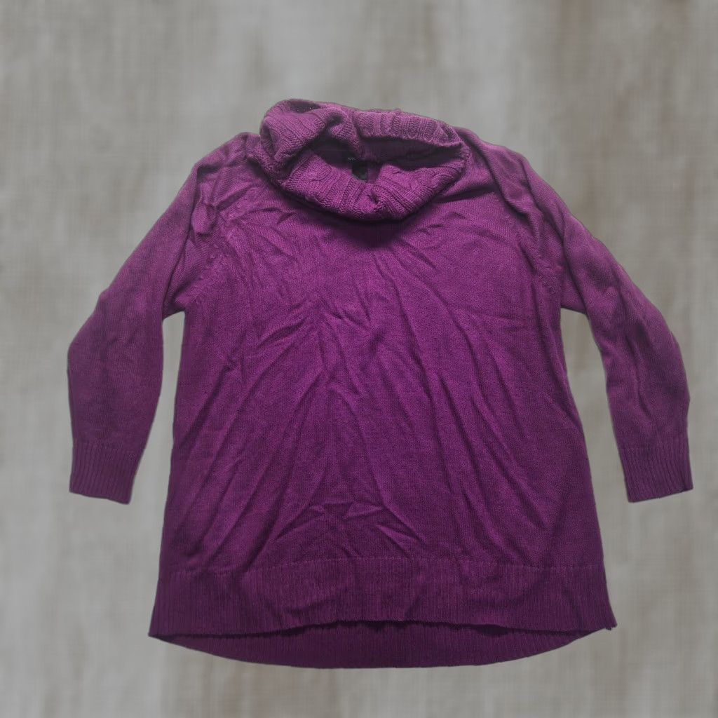 Vintage Ashley Stewart Solid Purple Heavy Knit Long Sleeve Sweater Cowl Neckline 22/24 Adult Plus Women Pullover Knit Womens Size 3XL / US 20-22 - 1 Thumbnail