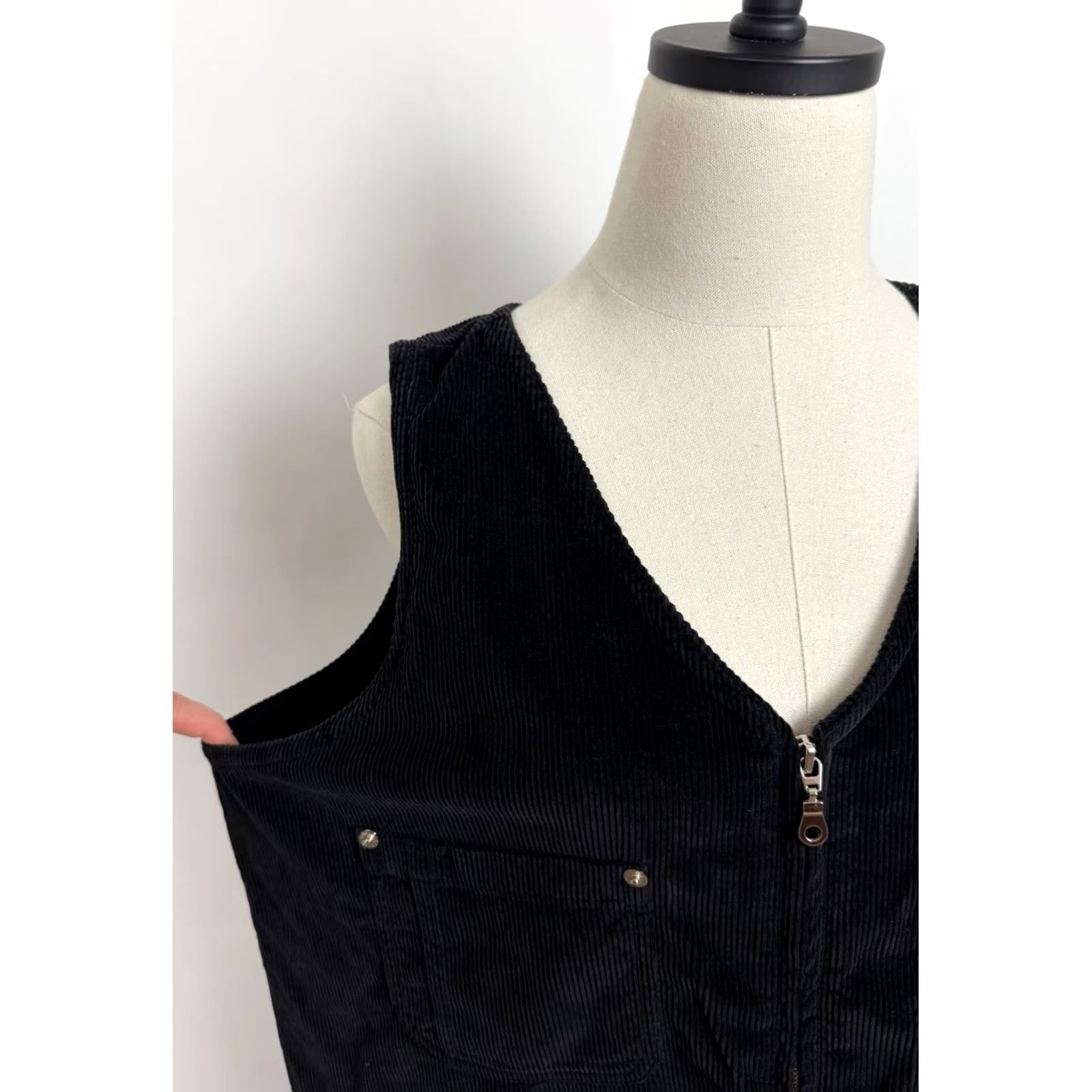 Avenue VINTAGE Avenue Maxi Dress Women XL Black Corduroy Full Zip 90s Y2K Vintage Dress Size XL / US 12-14 / IT 48-50 - 4 Thumbnail