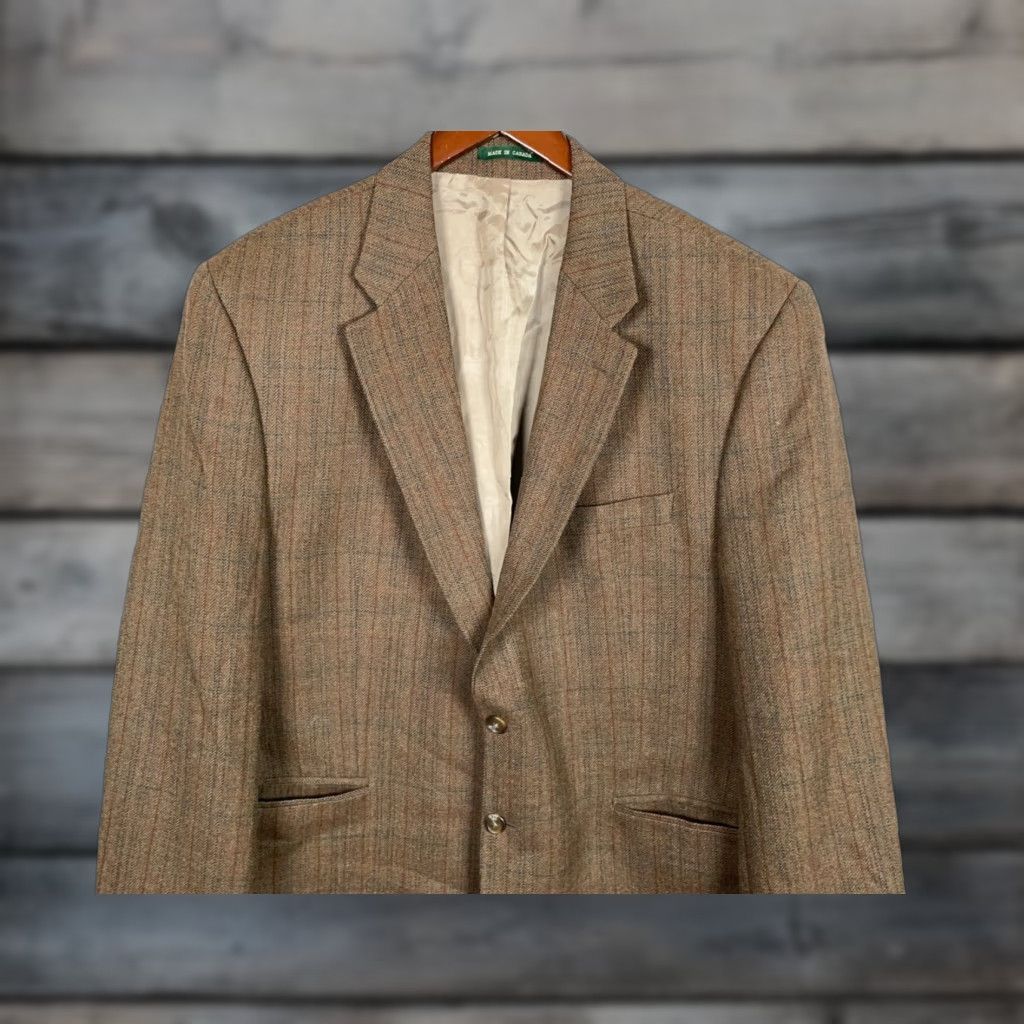 Ralph Lauren Lauren Ralph Lauren Wool Blazer 48 Regular Brown Herringbone Casual Mens Size 48R - 1 Thumbnail