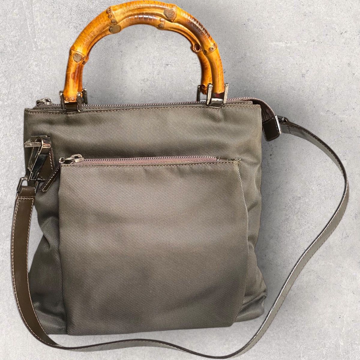 Gucci Vintage Gucci Bamboo Canvas Shoulder Bag Size ONE SIZE - 4 Thumbnail
