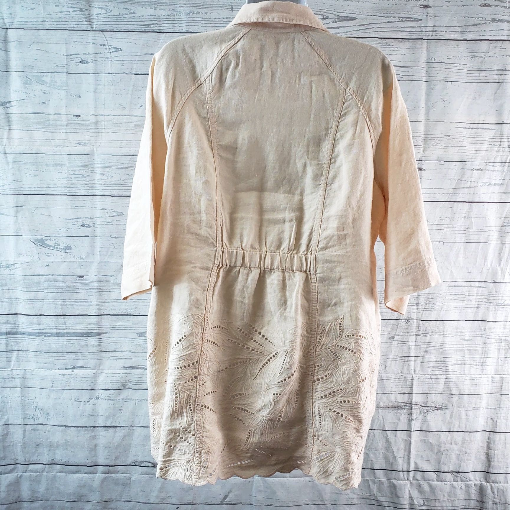 Vintage VINTAGE Chico's Womens Eyelet Linen Jacket Sz Large Peach 3/4 Sleeve Zips Size L / US 10 / IT 46 - 5 Thumbnail
