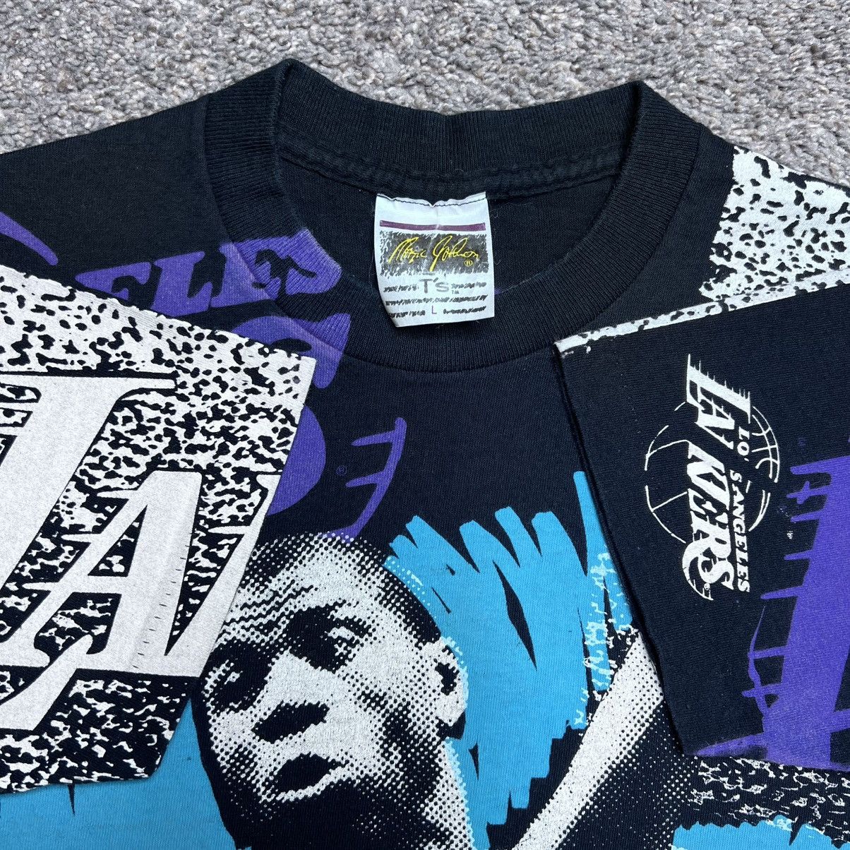 NBA 90s Magic Johnson Los Angeles Lakers All Over Print T-Shirt Size US L / EU 52-54 / 3 - 3 Thumbnail