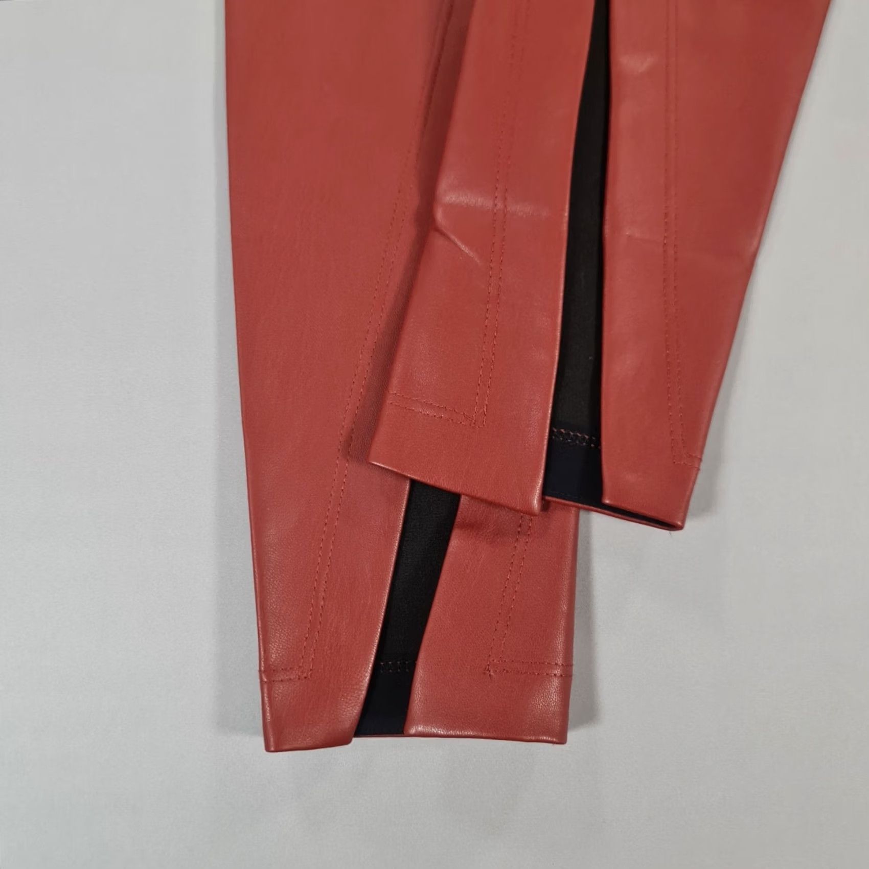 ALIX NYC ALIX NYC Womens Leggings Red XS Faux Leather Split Hem Pants Size 26" / US 2 / IT 38 - 4 Thumbnail
