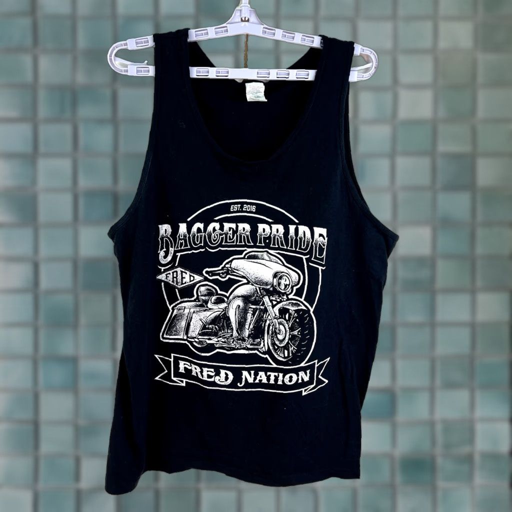 FRED VINTAGE Fred Nation Bagger Pride Motorcycle Tank Top Mens Large Black Biker 90s Graphic Size US L / EU 52-54 / 3 - 1 Thumbnail