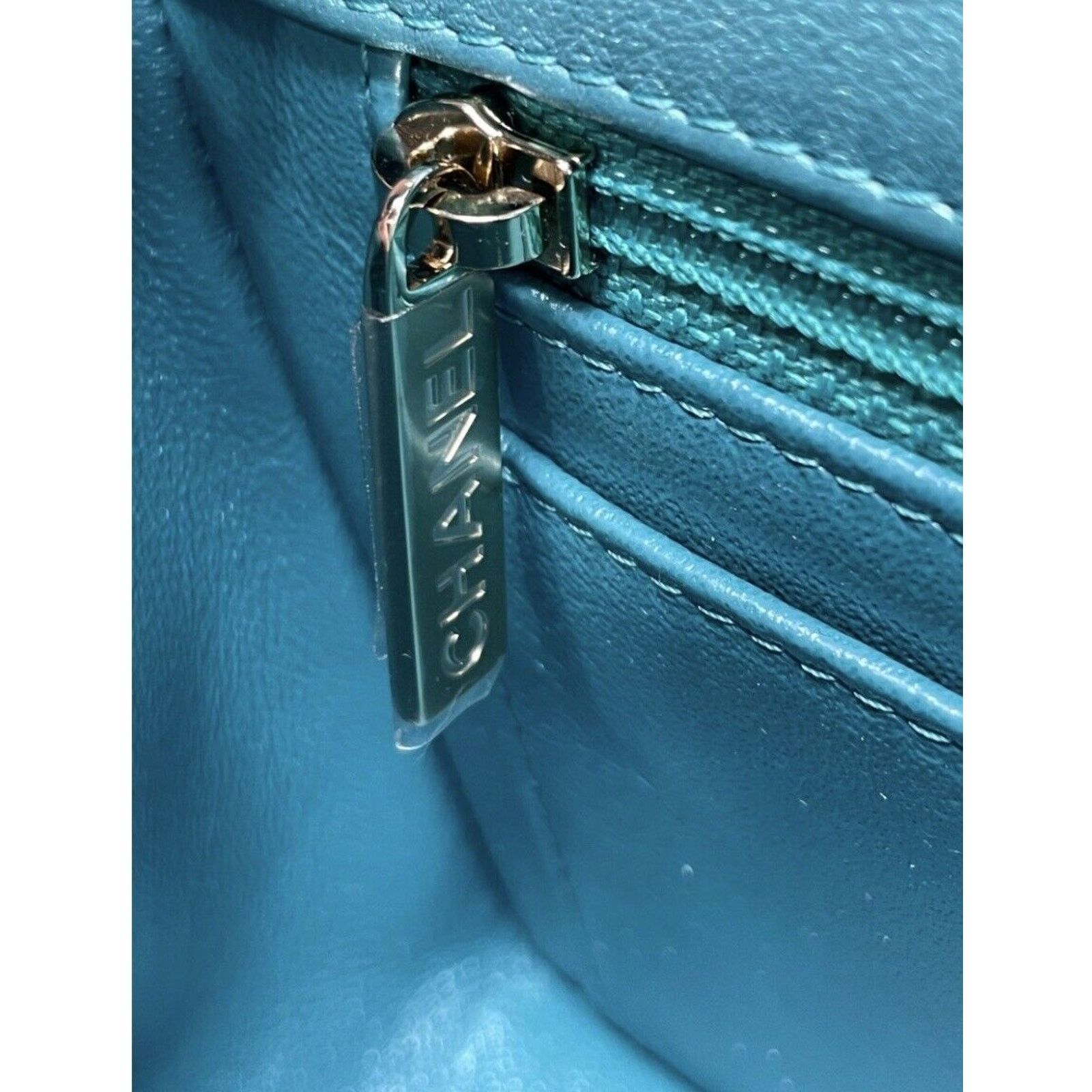 Chanel Mini Rectangular Classic 21S Green Iridescent Flap