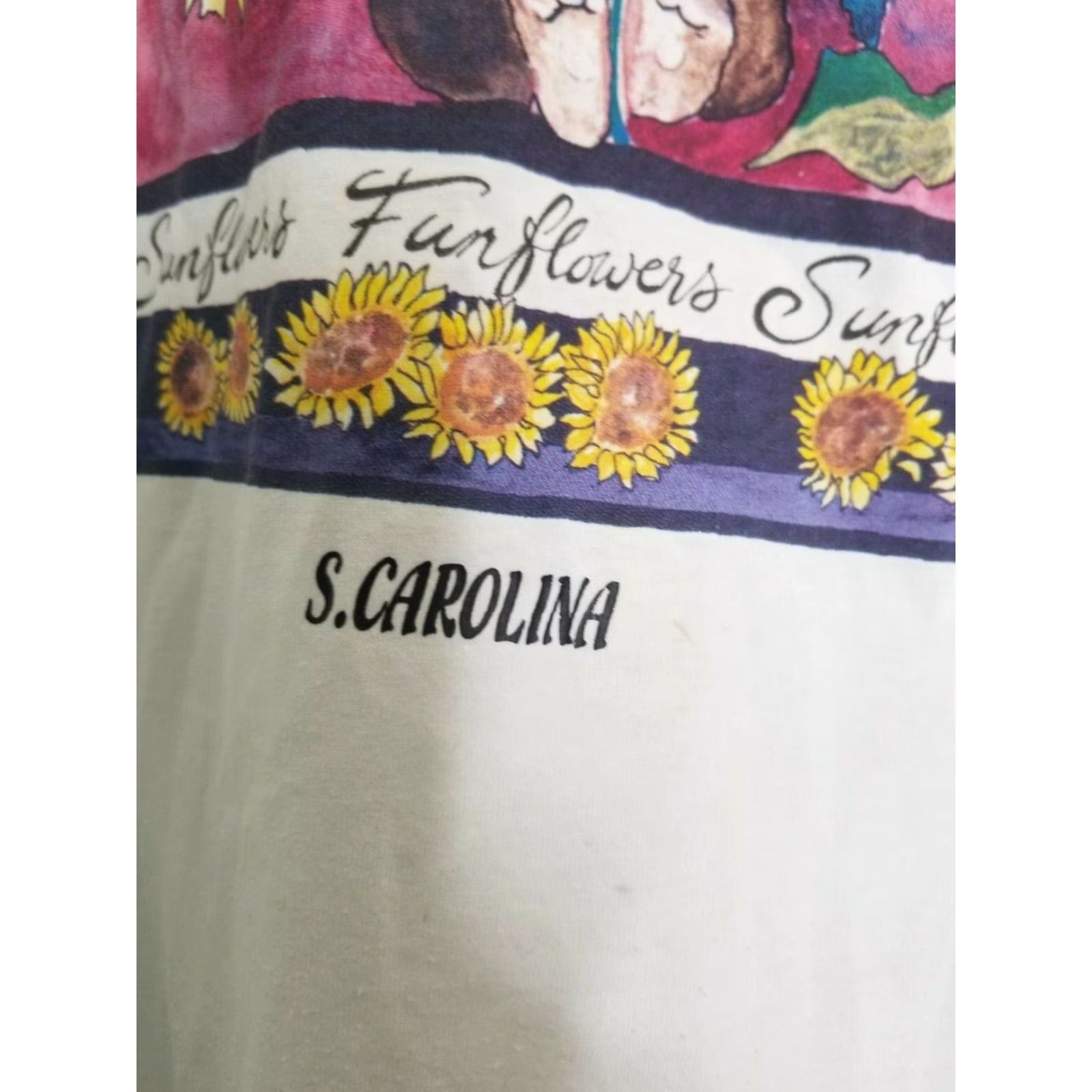 Russell Athletic VINTAGE Russell Athletic 1990s Psychadelic South Carolina Sunflower Graphic T-Shirt XXL White Womens Size XXL / US 16-18 / IT 52-54 - 3 Thumbnail