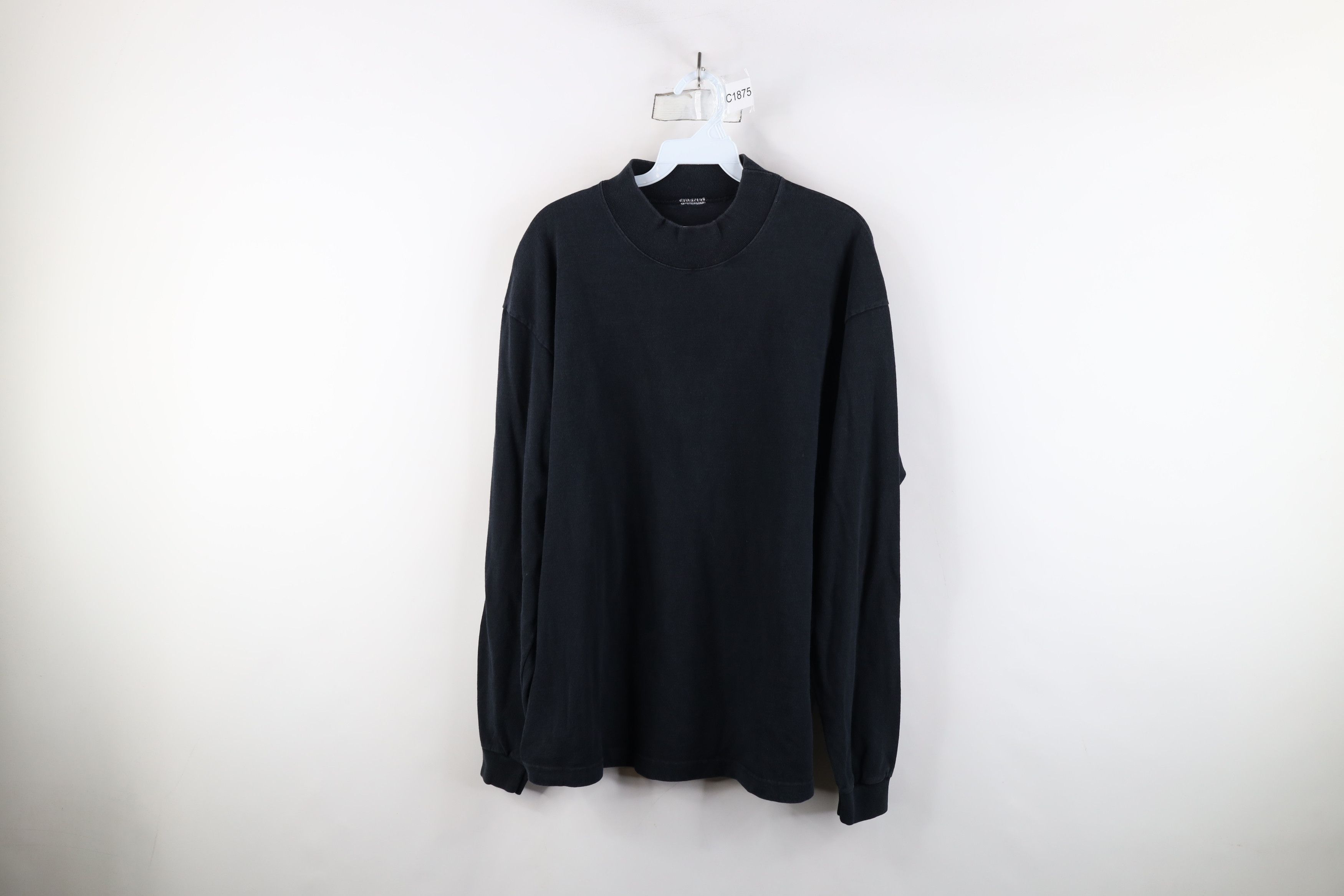 Vintage Vintage 90s Streetwear Blank Heavy Cotton Mock Neck T-Shirt Size US L / EU 52-54 / 3 - 1 Thumbnail