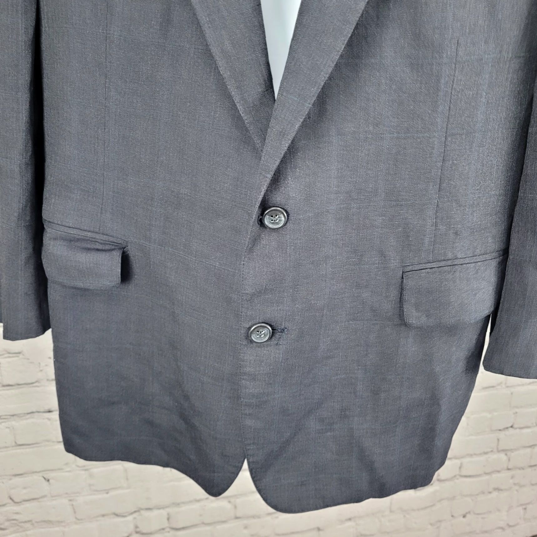 Vintage VINTAGE Cricketeer Grey Windowpane 2 Button Vented Notch Blazer Sport Coat USA 48 Size 48R - 7 Thumbnail