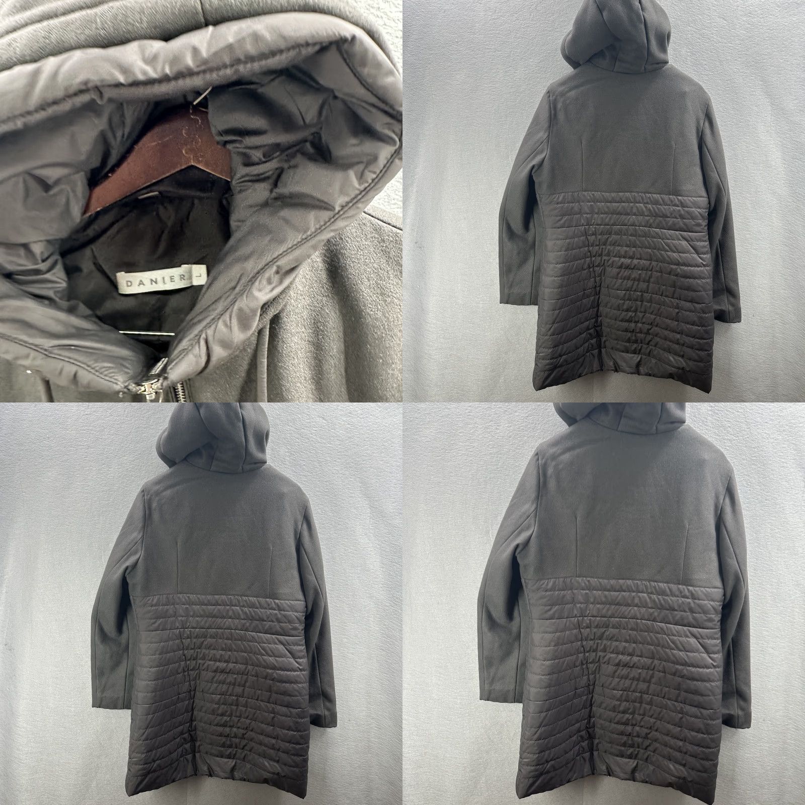 Vintage Danier Coat Womens Large Black Quilted Hooded Full Zip Puffer Parka Jacket Size L / US 10 / IT 46 - 8 Thumbnail