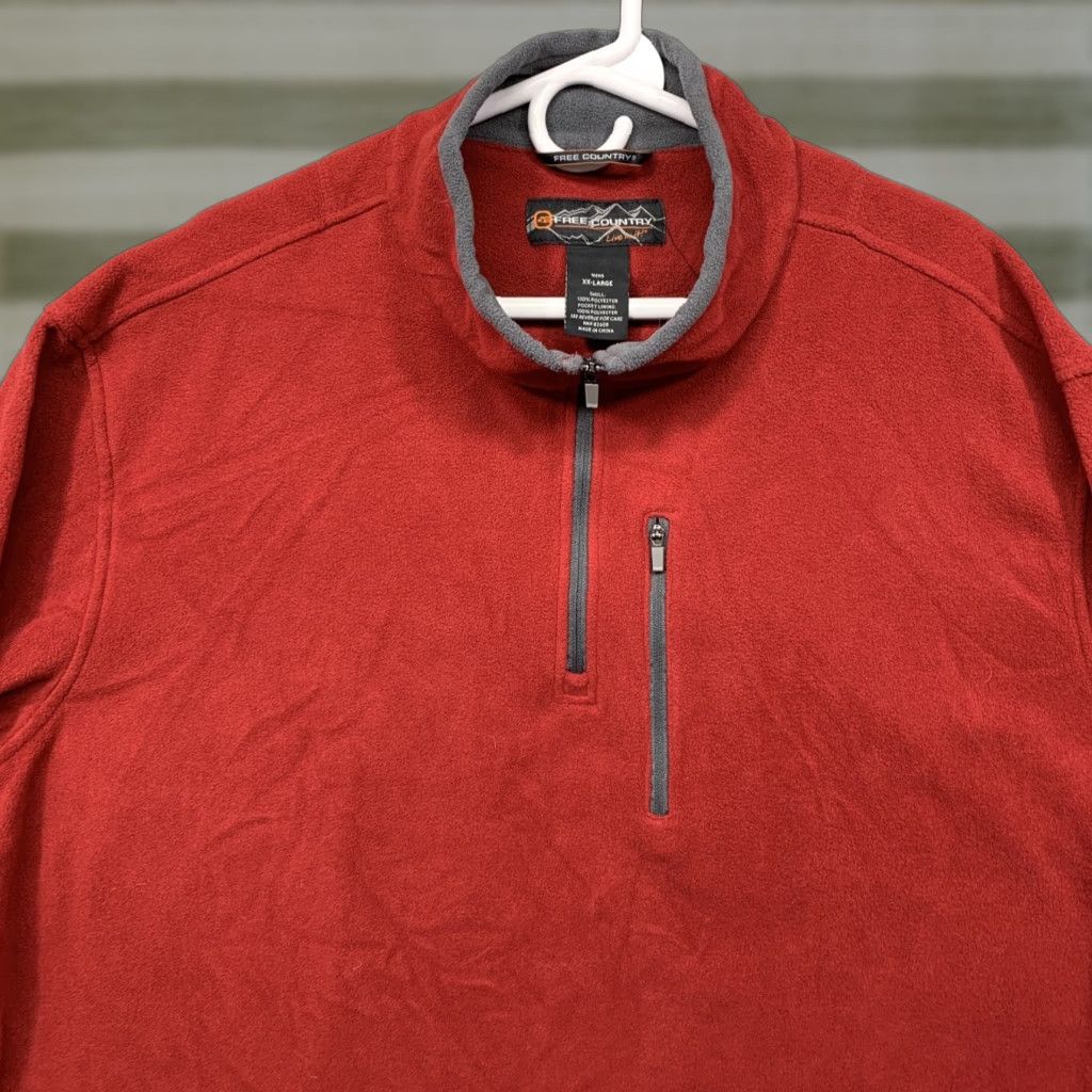 Free Country Grays Free Country Pullover Sweatshirt 2XL Red Logo 1/4 Zip Front Pocket Mens Shirt Size US XXL / EU 58 / 5 - 1 Thumbnail