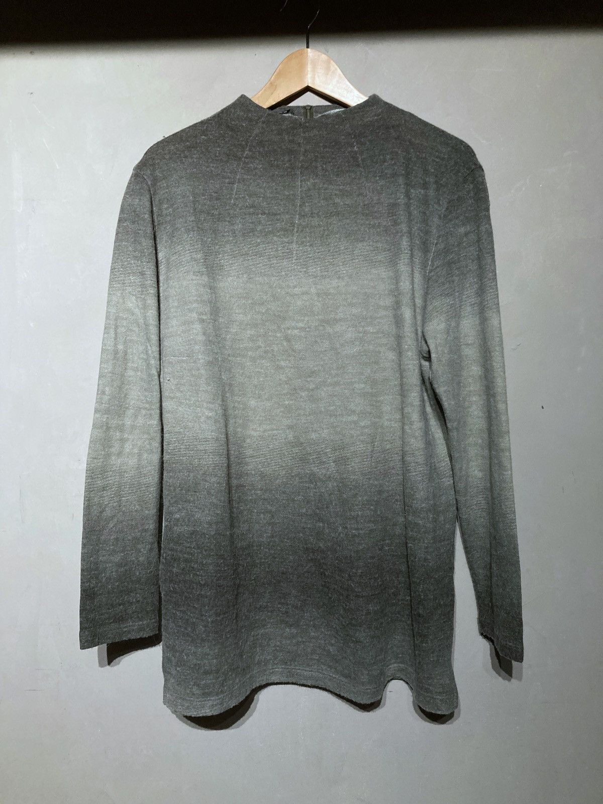 image of Ann Demeulemeester $739 Y2K Fleece Wool Sweater Sweatshirt Hoodie in Green, Women's (Size XL)