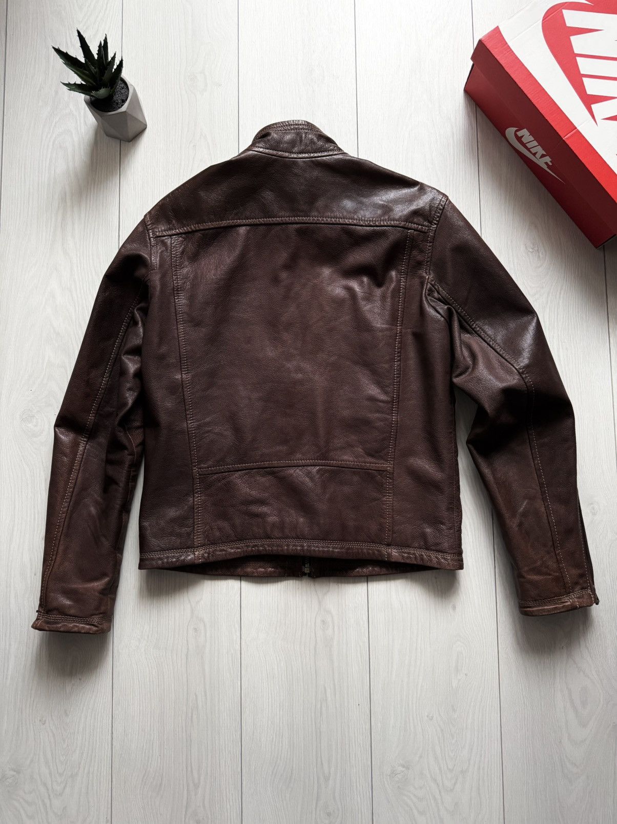 Vintage Strellson Swiss Cross Biker Moto Leather Jacket