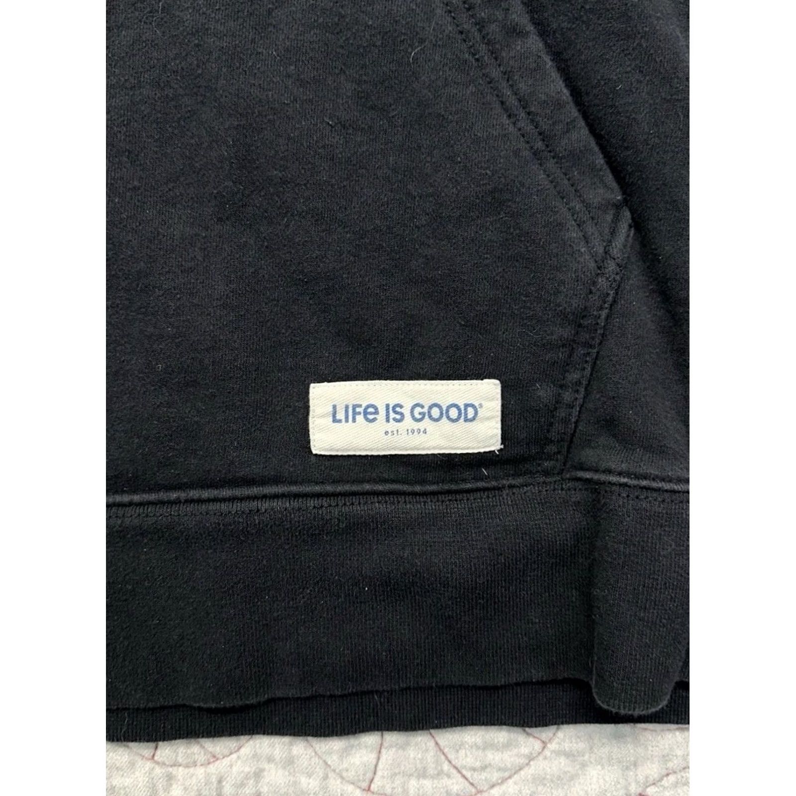 Life is Good Life is Good Hoodie Mens Large Black Fleece Pullover Ballyard Script Simply True Size US L / EU 52-54 / 3 - 3 Thumbnail