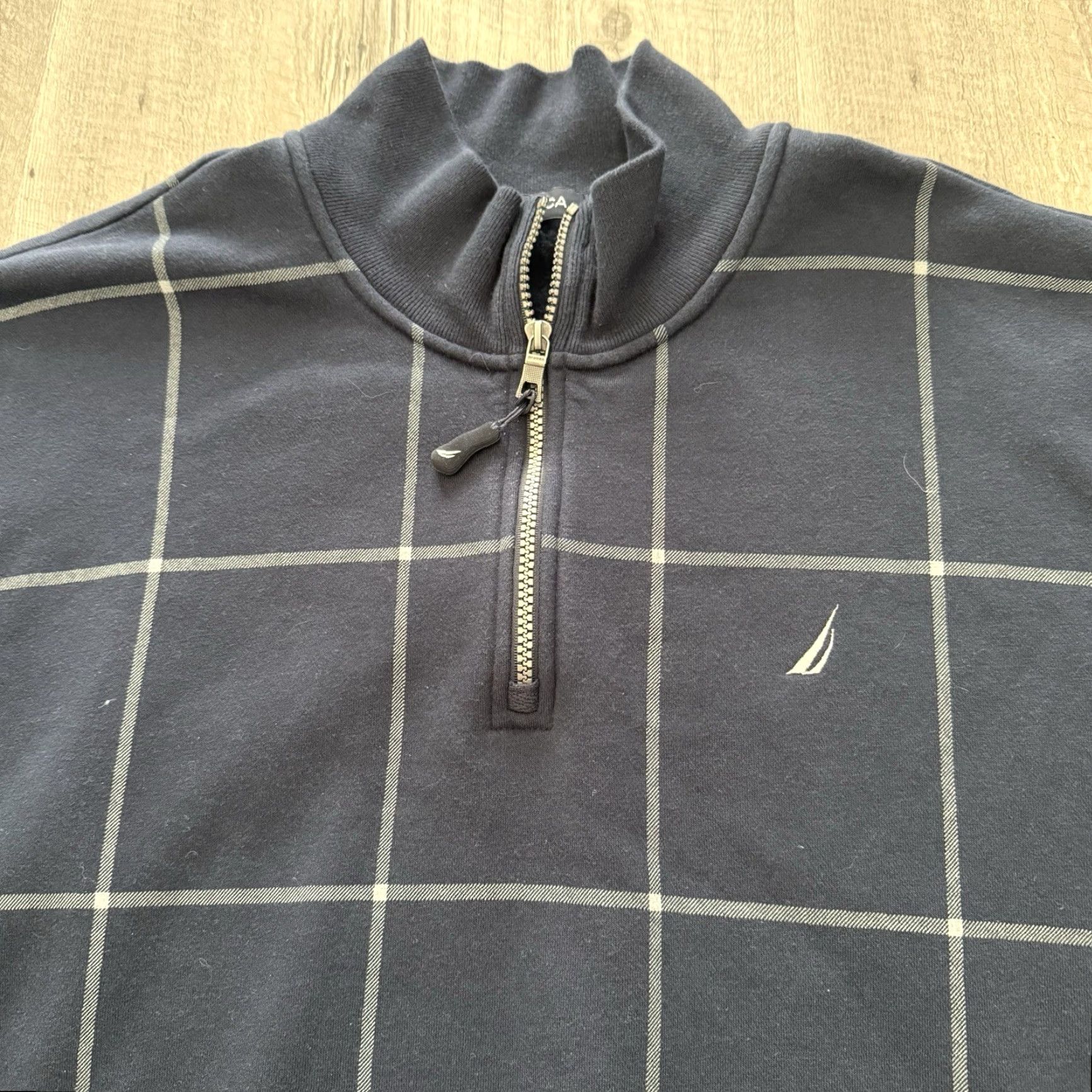 Nautica Nautica 1/4 Zip Sweatshirt Plaid Blue Pullover Logo Mock Collar Mens XXL Size US XXL / EU 58 / 5 - 3 Thumbnail