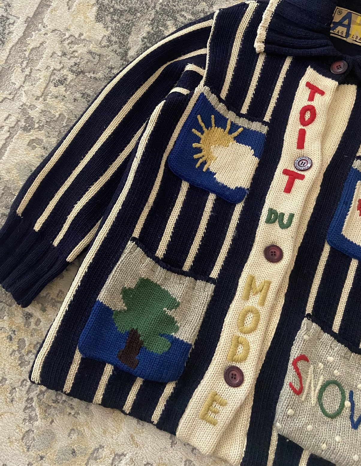 Jean Charles De Castelbajac VINTAGE JEAN CHARLES DE CASTEL BAJAC ART CABLE KNIT JACKET Size US L / EU 52-54 / 3 - 4 Thumbnail