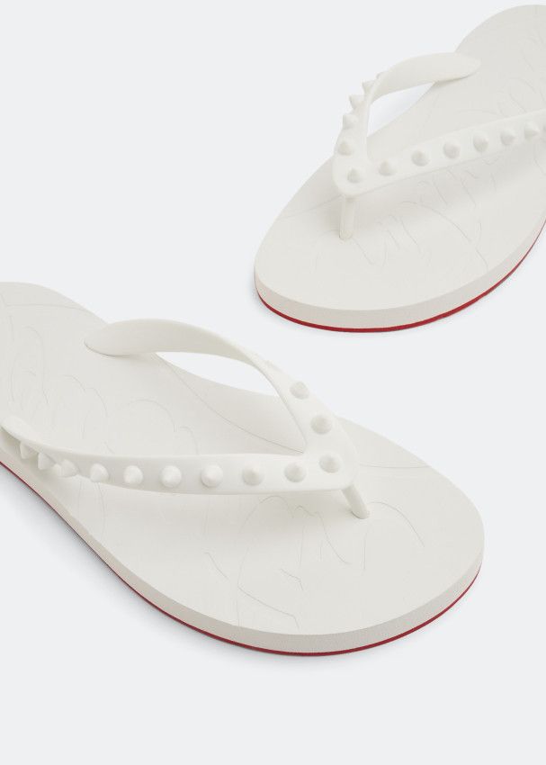 Christian Louboutin o1bcso1str1024 Loubi Flip Flat in White Size US 8 / EU 41 - 3 Thumbnail