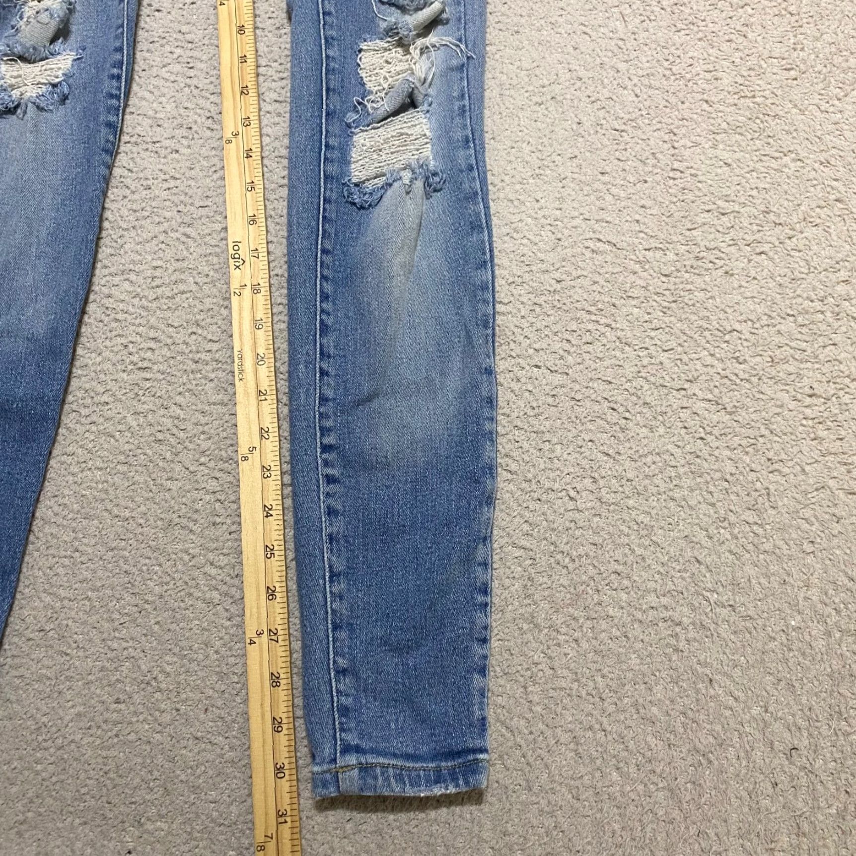 Vintage KanCan Womens Jeans sz 26 Blue Denim High Rise Skinny Distressed Medium Wash Jeans Size 26" / US 2 / IT 38 - 6 Thumbnail