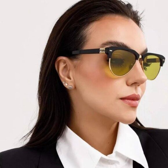 Miu Miu Miu Miu MU09ZS 1AB07O Sunglasses Black Aviator Frame Size ONE SIZE - 6 Thumbnail