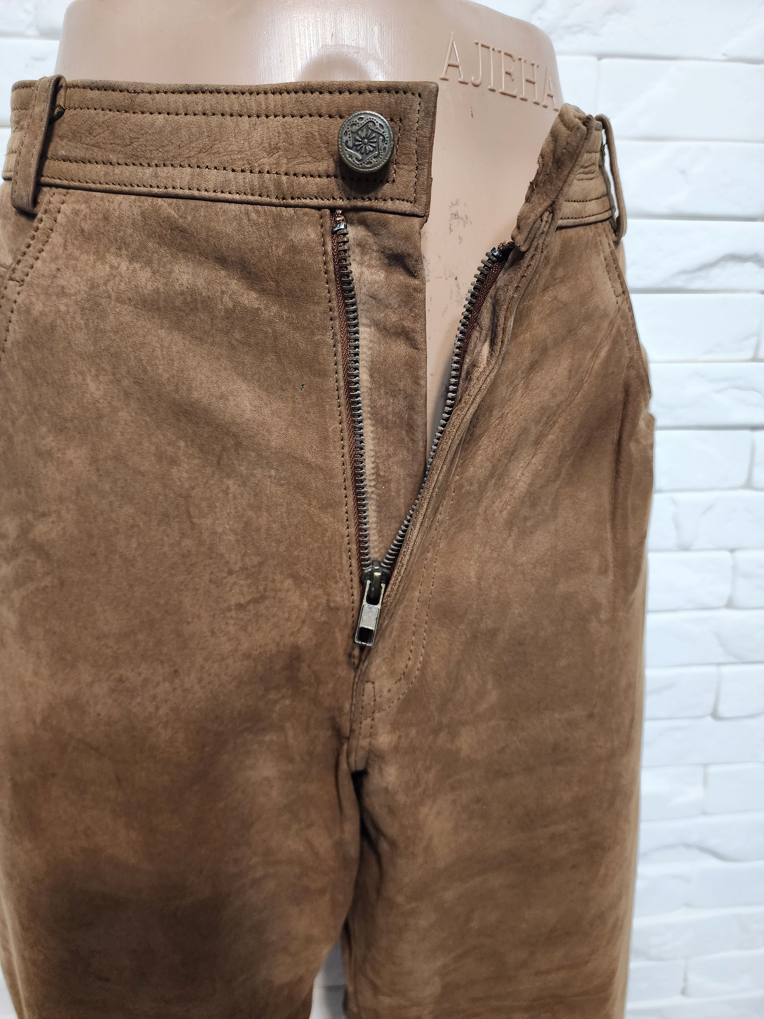 Genuine Leather Brown Men's Nubuck Leather Pants Size US 31 - 5 Thumbnail