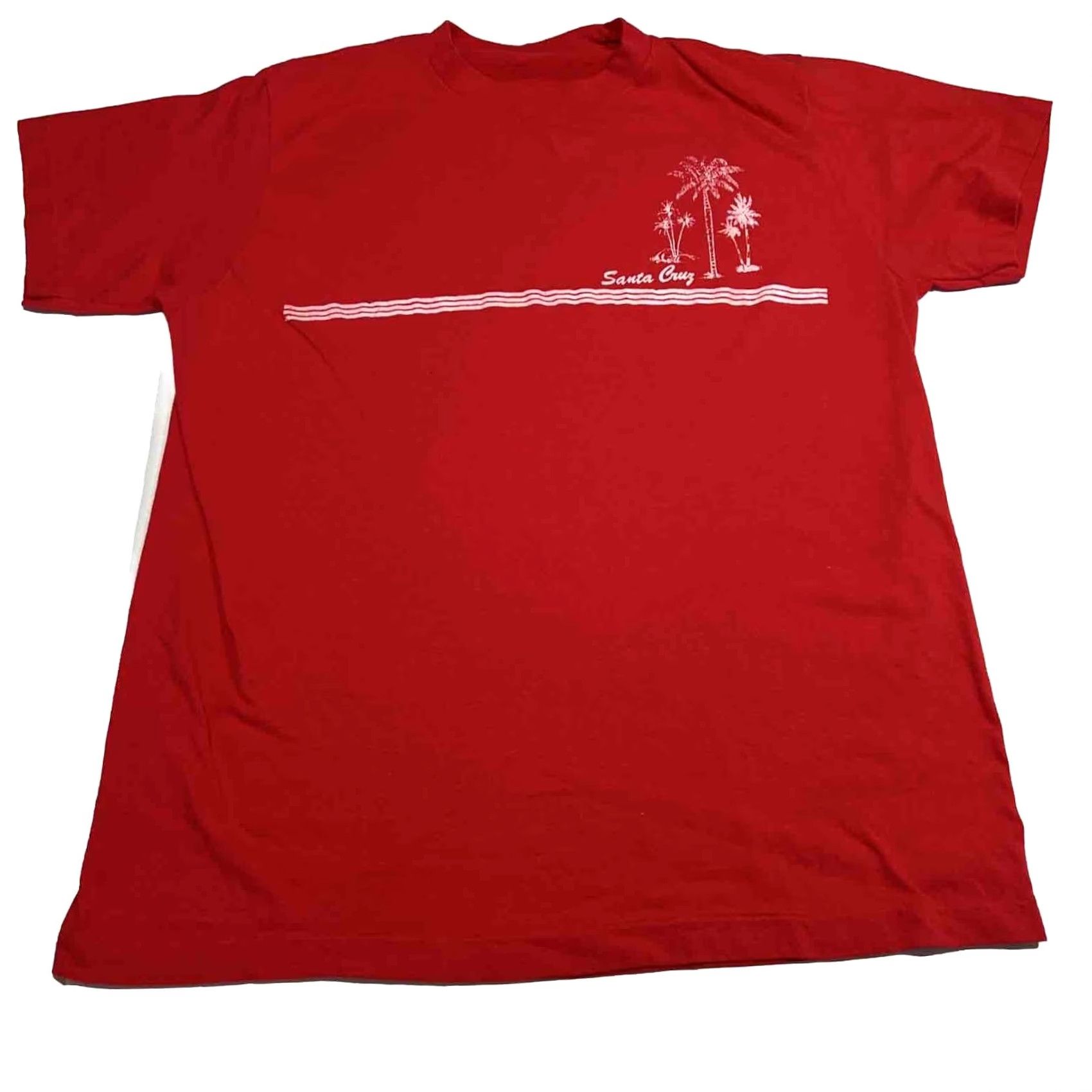 Vintage VINTAGE Santa Cruz Shirt L Unbranded Graphic Tee Red Palm Trees No Tag Unisex Short Sleeve 1980s Cotton Size US L / EU 52-54 / 3 - 2 Thumbnail
