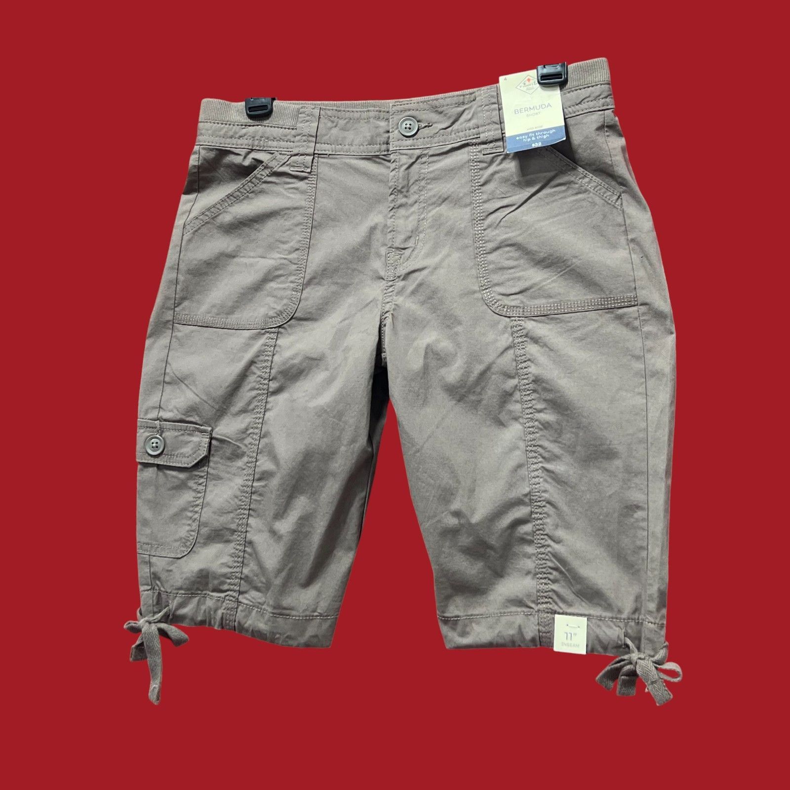 Other St John's Bay - Women's Mid-Rise Cargo Bermuda Short - Brown Size 27" / US 4 / IT 40 - 17 Thumbnail