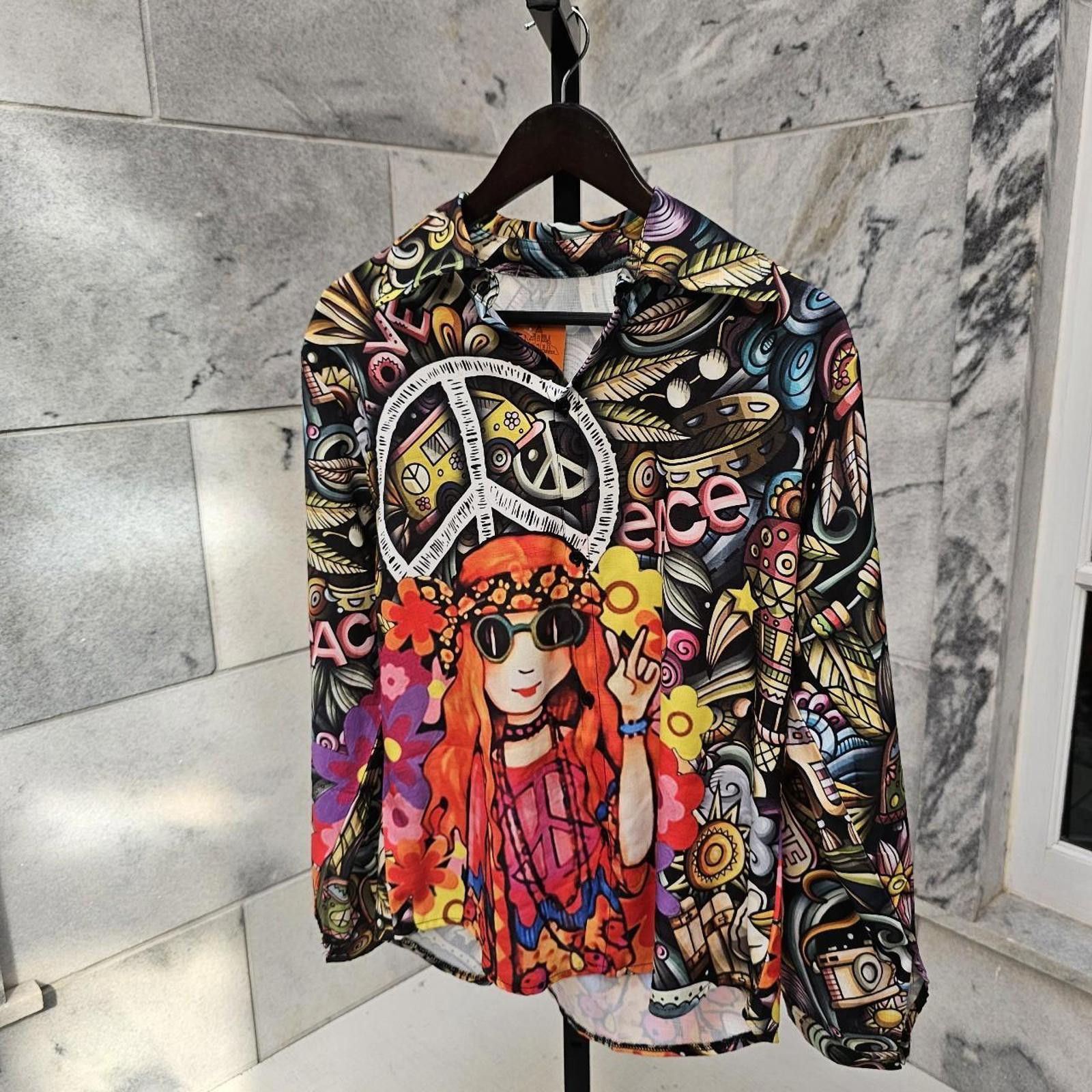 Other Women's Multi Colored Psychedelic Hippie Shirt Size L / US 10 / IT 46 - 1 Thumbnail