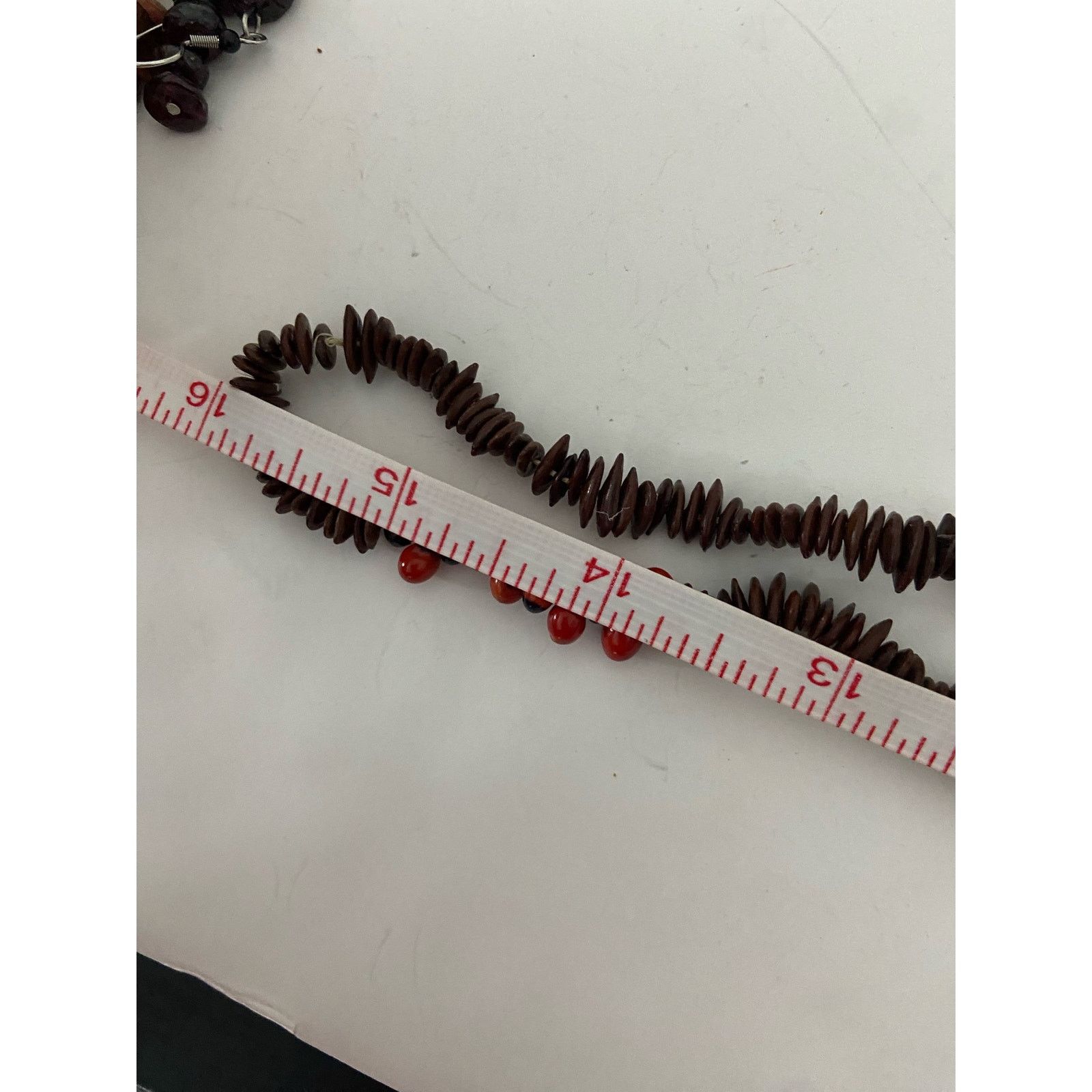Handmade Red and brown wood chip necklace Size ONE SIZE - 4 Thumbnail