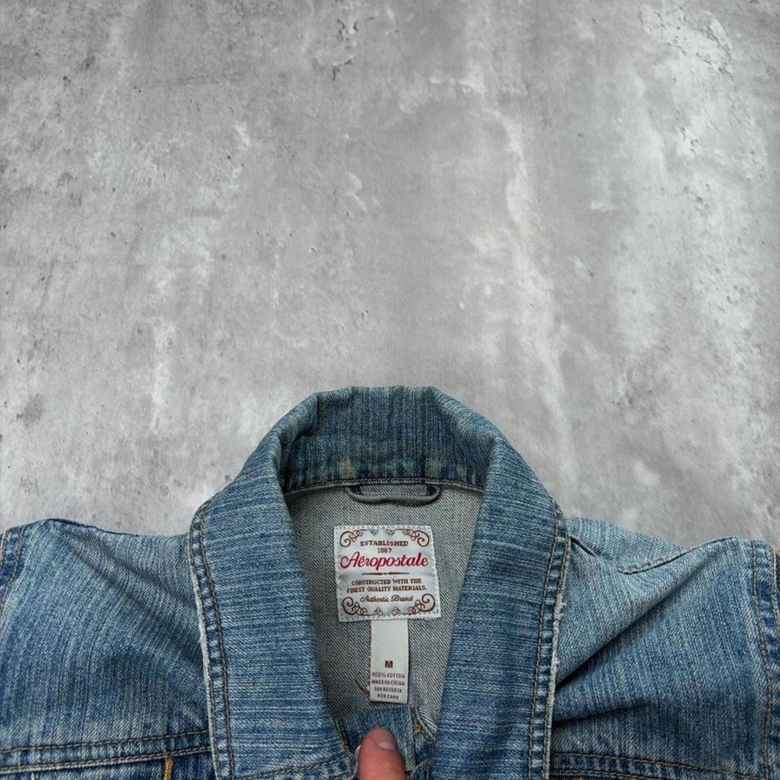 Aeropostale Y2K Blue Aeropostale Grunge Gothic Denim Trucker Jacket Size M / US 6-8 / IT 42-44 - 4 Thumbnail