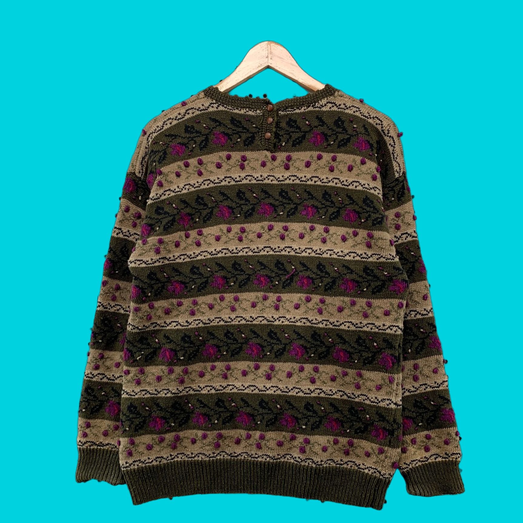 Vintage VINTAGE Signature Northern Isle Hand Embroidered Sweater Womens L Floral Ramie Grandma Size L / US 10 / IT 46 - 1 Thumbnail