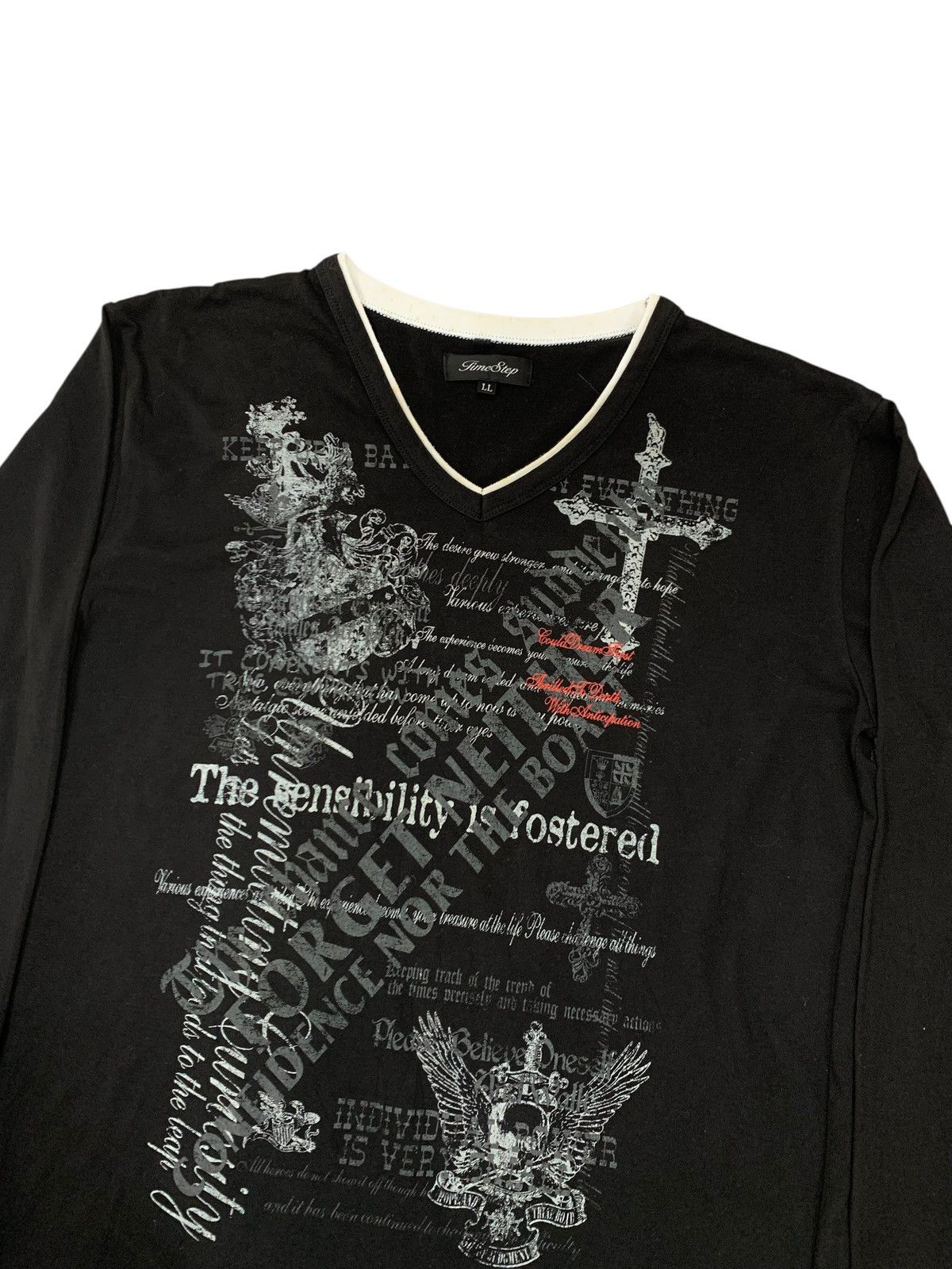 Japanese Brand Vkei Time step japanese Y2k cross v neck t shirt Size US L / EU 52-54 / 3 - 2 Thumbnail