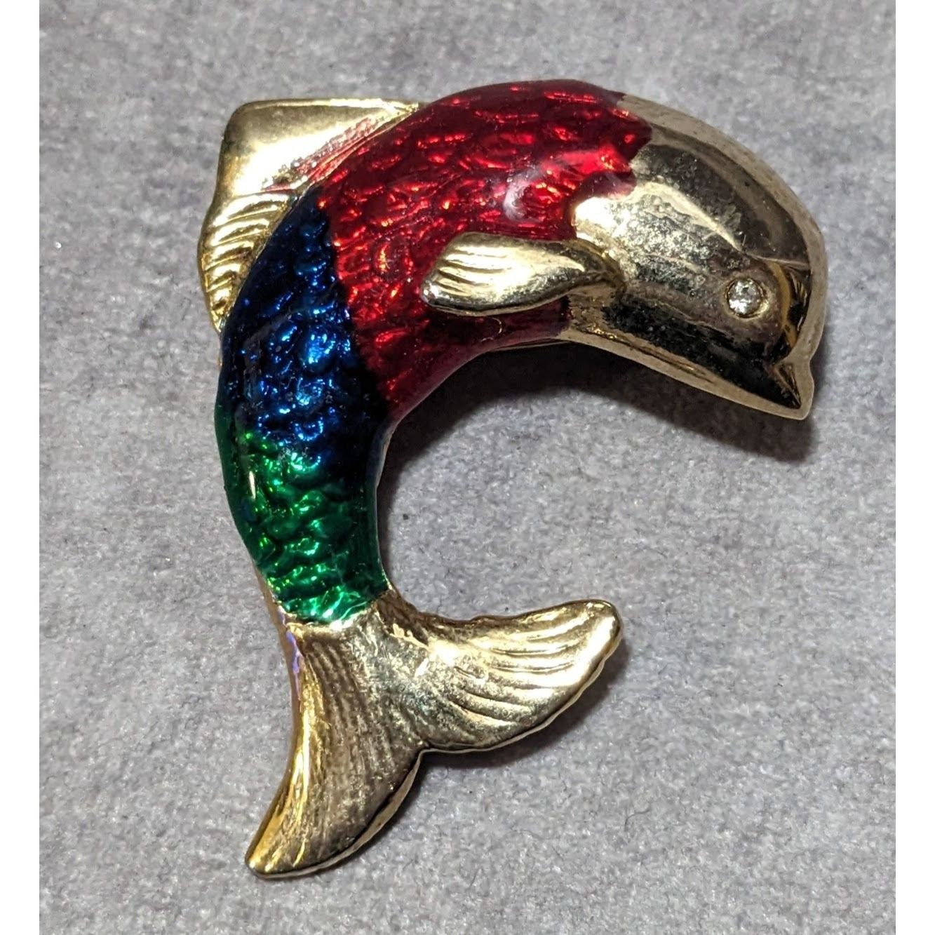 Other Vintage Gold Tone Rainbow Enamel Fish Brooch Size ONE SIZE - 4 Thumbnail