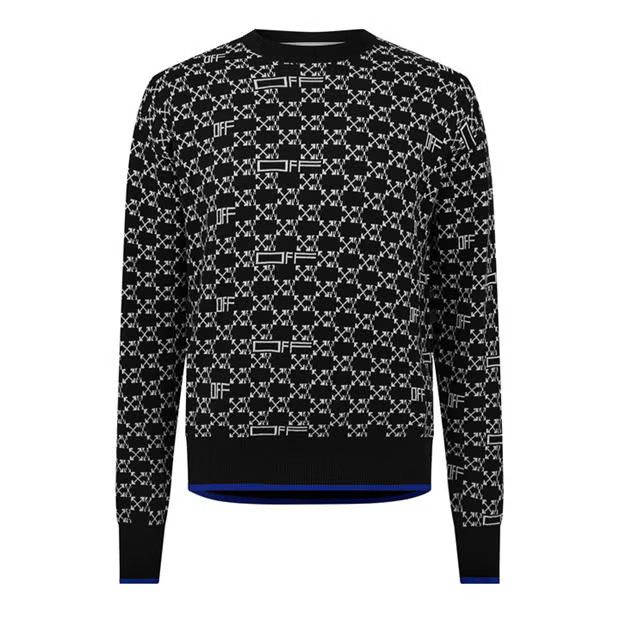 Off-White o1y0325 Logo Crewneck Sweater in Black/White Size US M / EU 48-50 / 2 - 1 Thumbnail