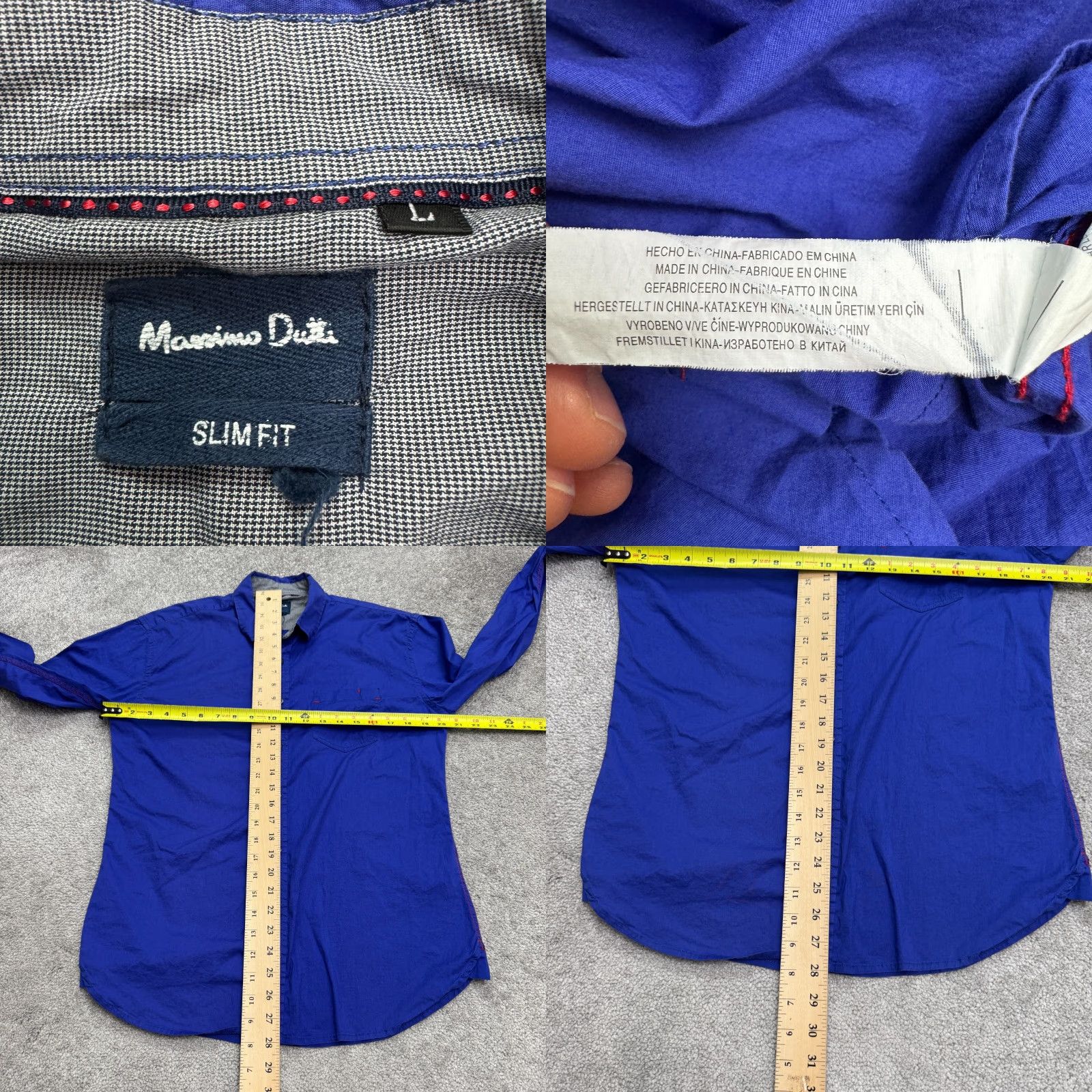 Massimo Dutti Massimo Dutti Button-Up Shirt Mens Large Royal Blue Cotton Long Sleeve Regular Fit Casual Workwear Classic Preppy Size US L / EU 52-54 / 3 - 8 Thumbnail