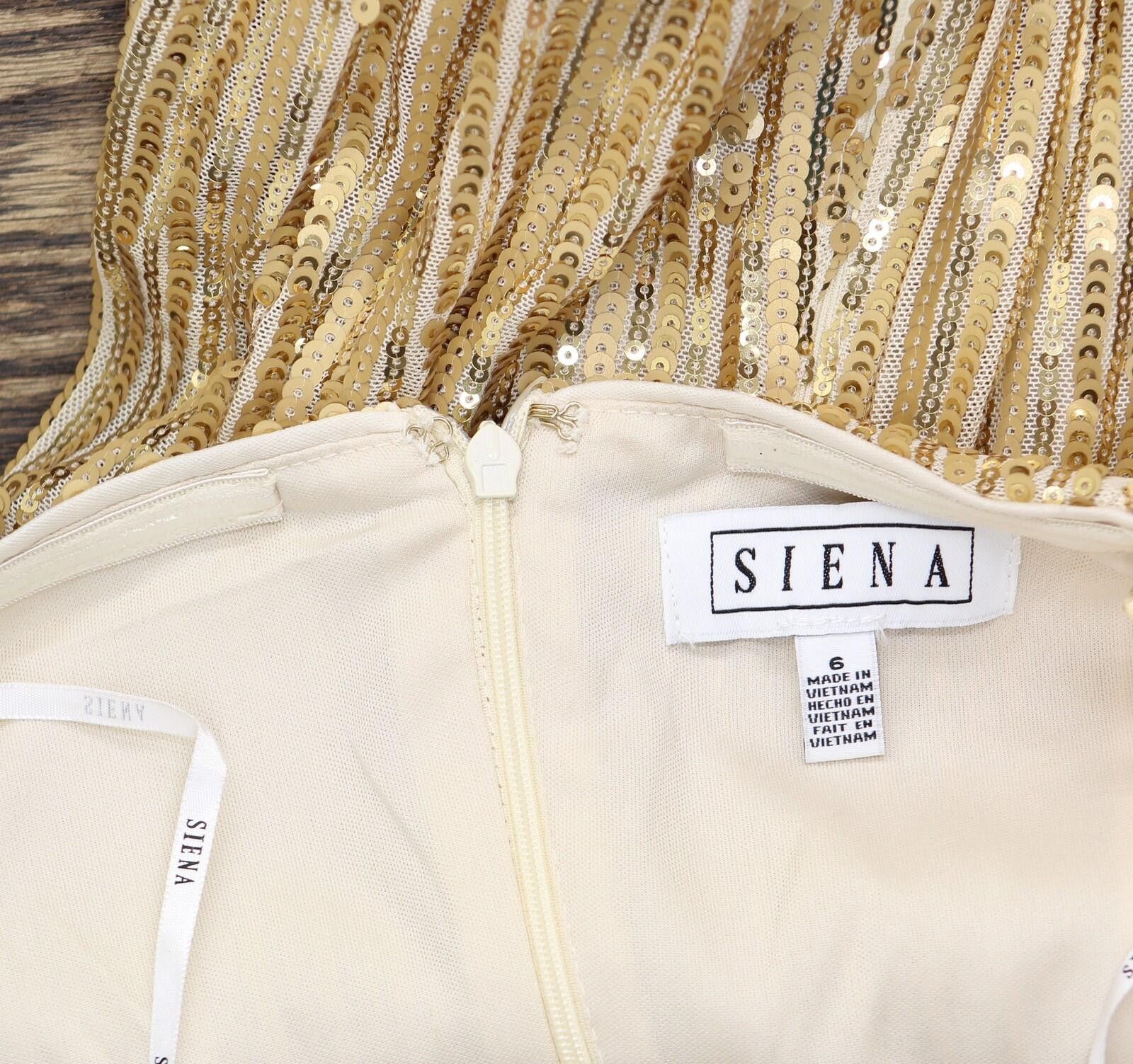 Signal Sport Siena Womens Sequined Midi Dress Satp1740 Gold Yellow 6 Size M / US 6-8 / IT 42-44 - 4 Thumbnail