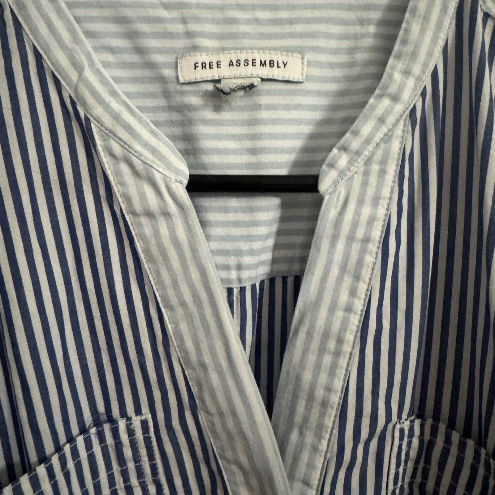 Other Romantic Soft Blue Stripe Pockets Tie Waist Dress Wrapped Size M / US 6-8 / IT 42-44 - 4 Thumbnail