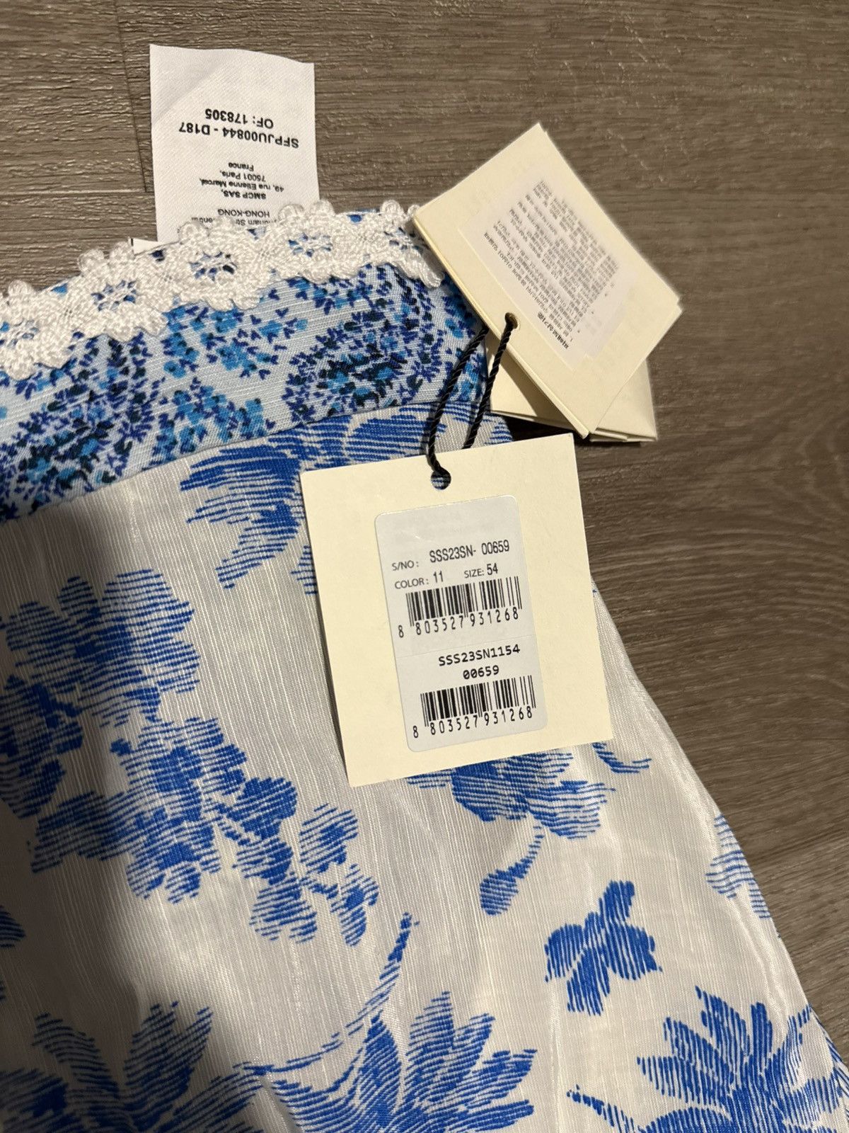 Sandro Sandro Blue Toile Floral Lace-Trim Skirt (NWT) – FR 34 / XS Size 25" / US 0 / IT 36 - 4 Thumbnail